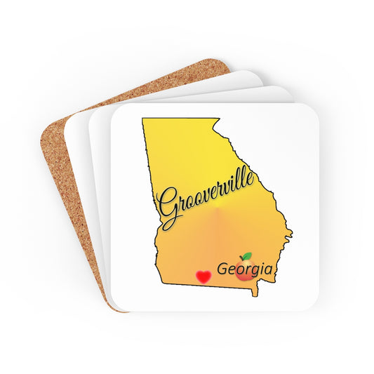 Grooverville Georgia Corkwood Coaster Set