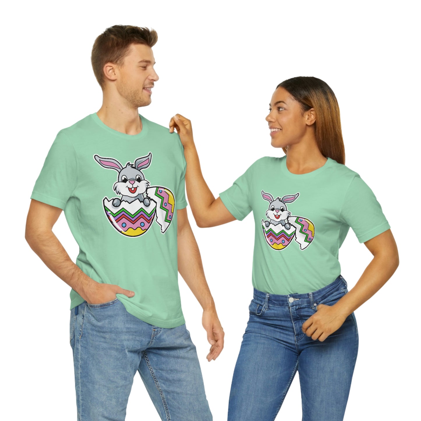 Bunny in Egg Spring Easter Unisex Jersey Short Sleeve Tee