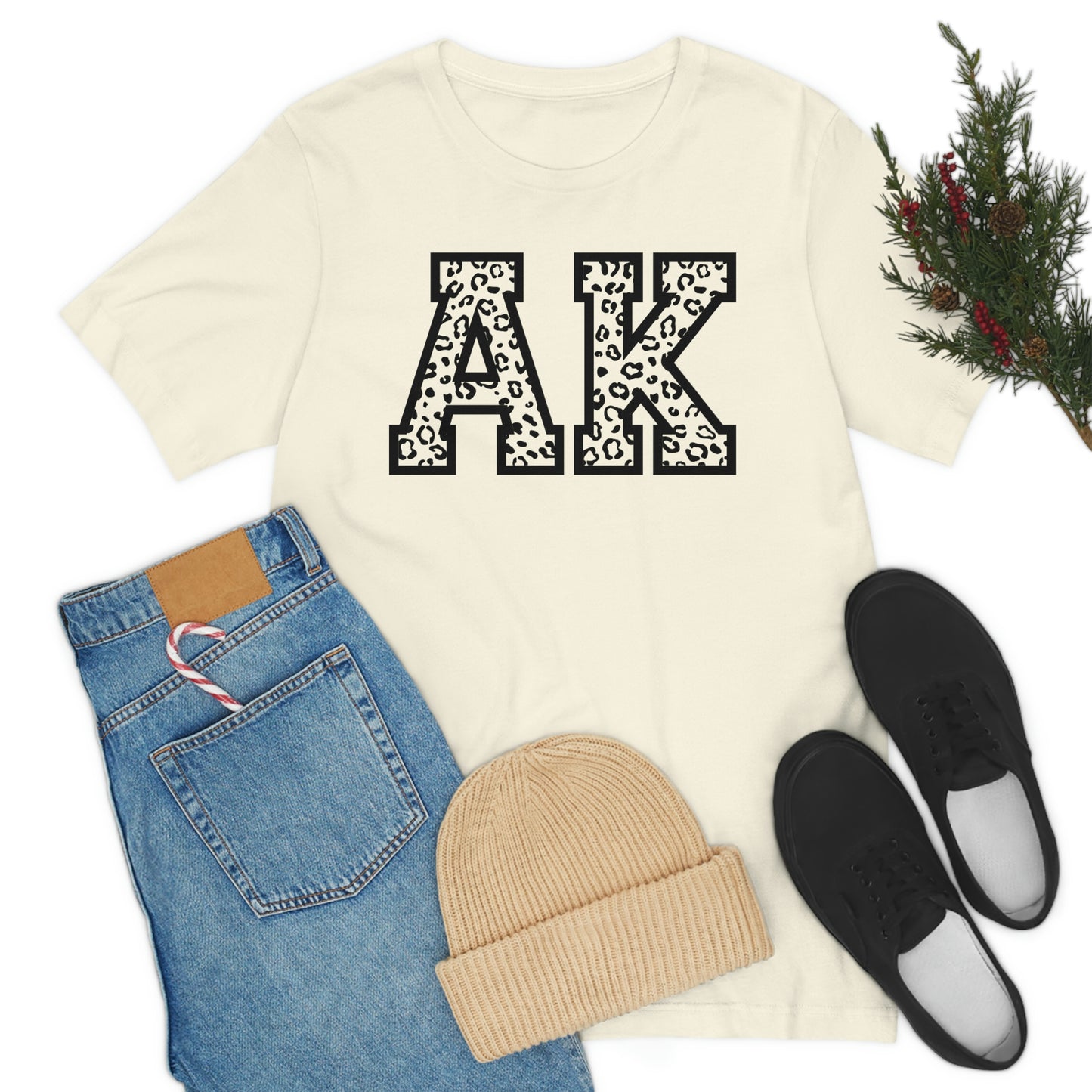 Alaska AK Leopard Print Letters Unisex Jersey Short Sleeve T-shirt