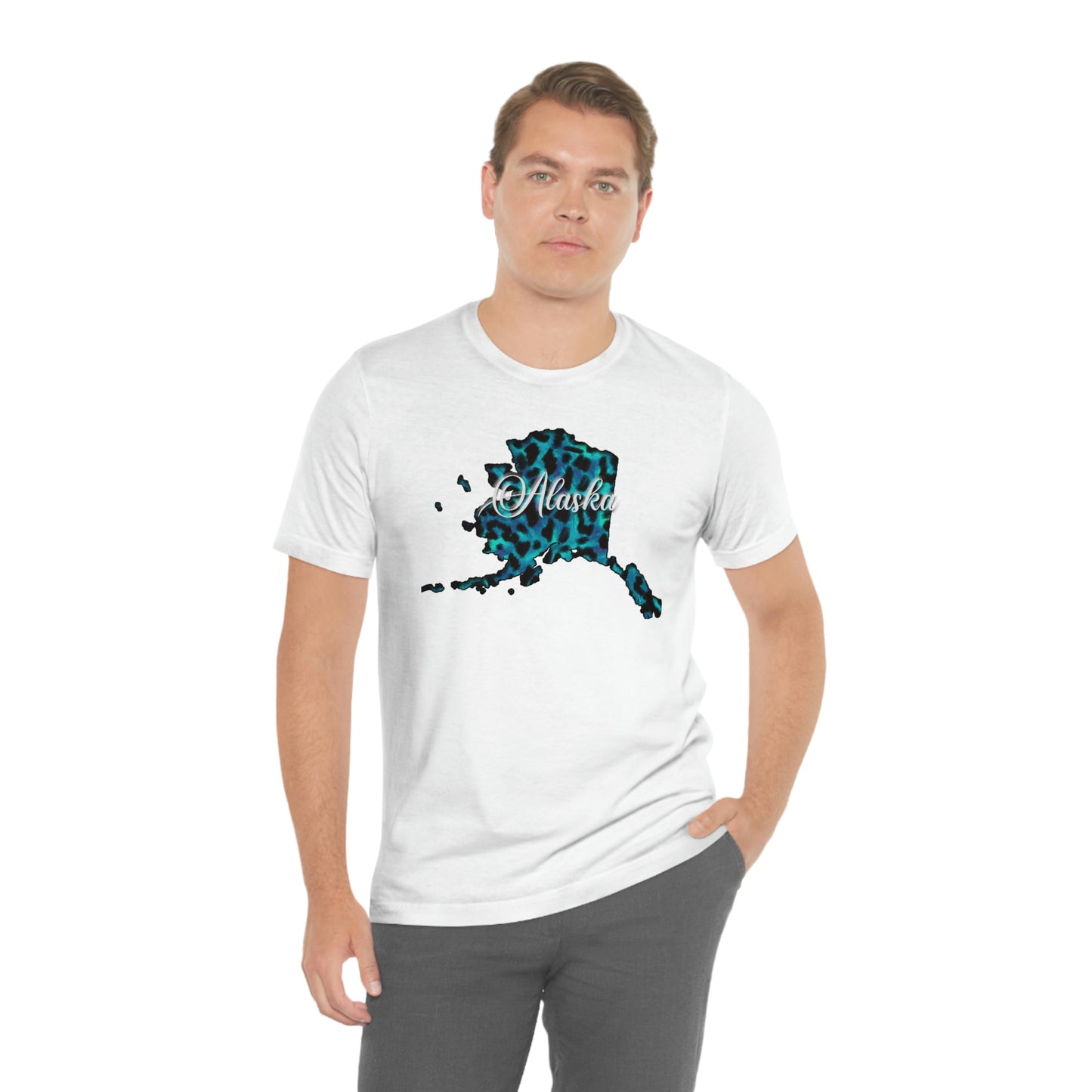 Alaska Blue Leopard Unisex Jersey Short Sleeve T-shirt