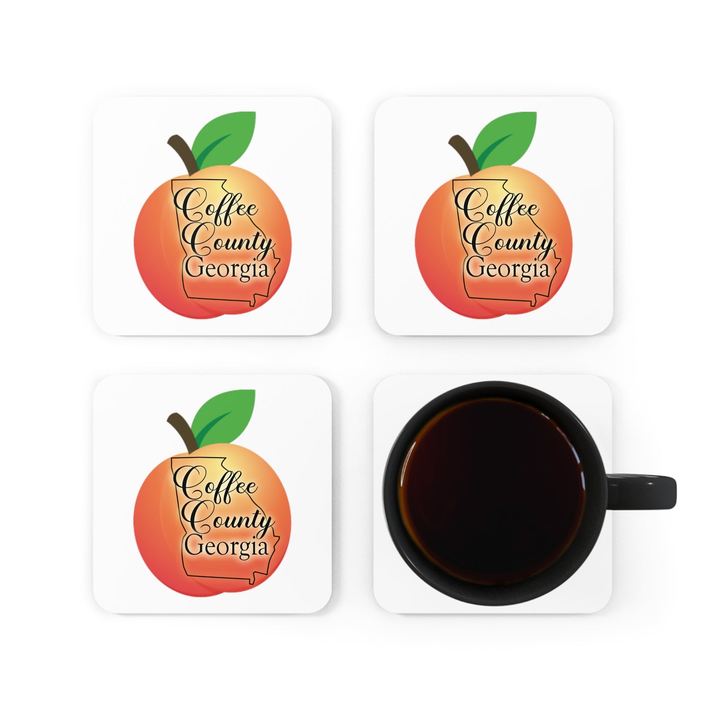 Coffee County Georgia Corkwood Coaster Set