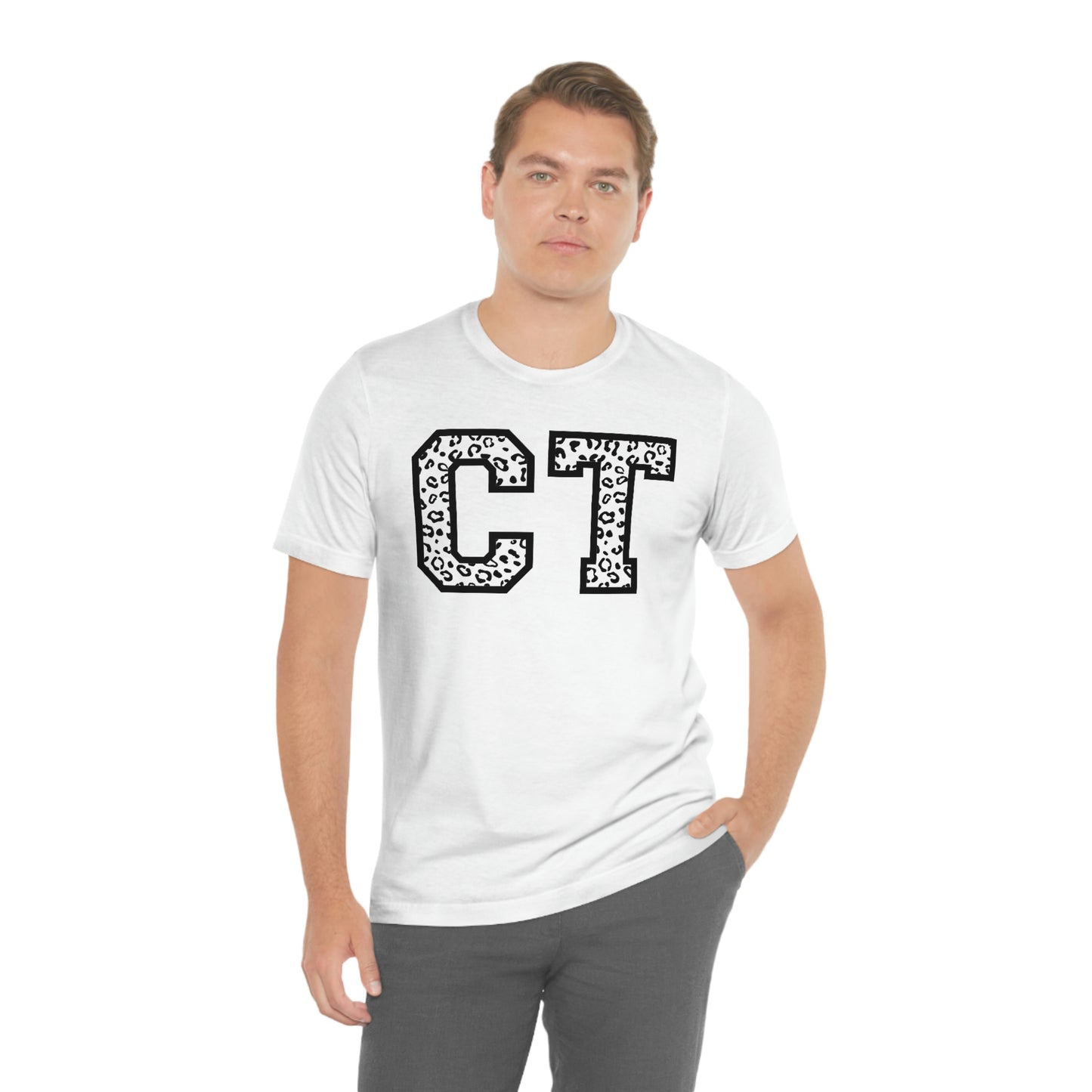 Connecticut CT Leopard Print Short Sleeve  T-shirt