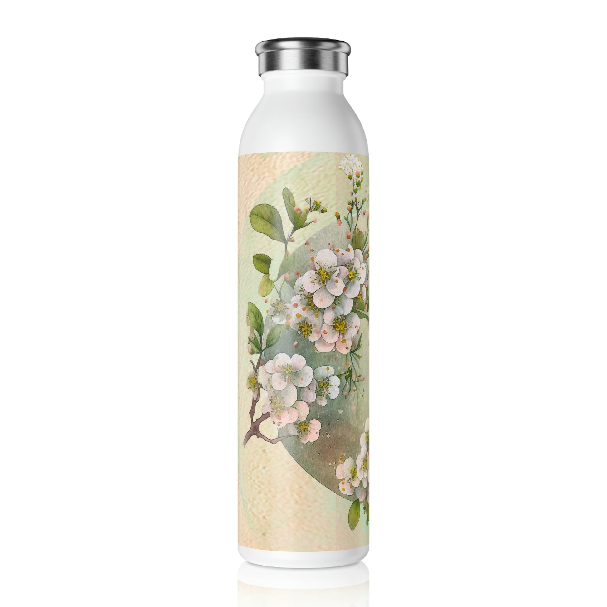 Spring Flowers Watercolor Slim Water Bottle