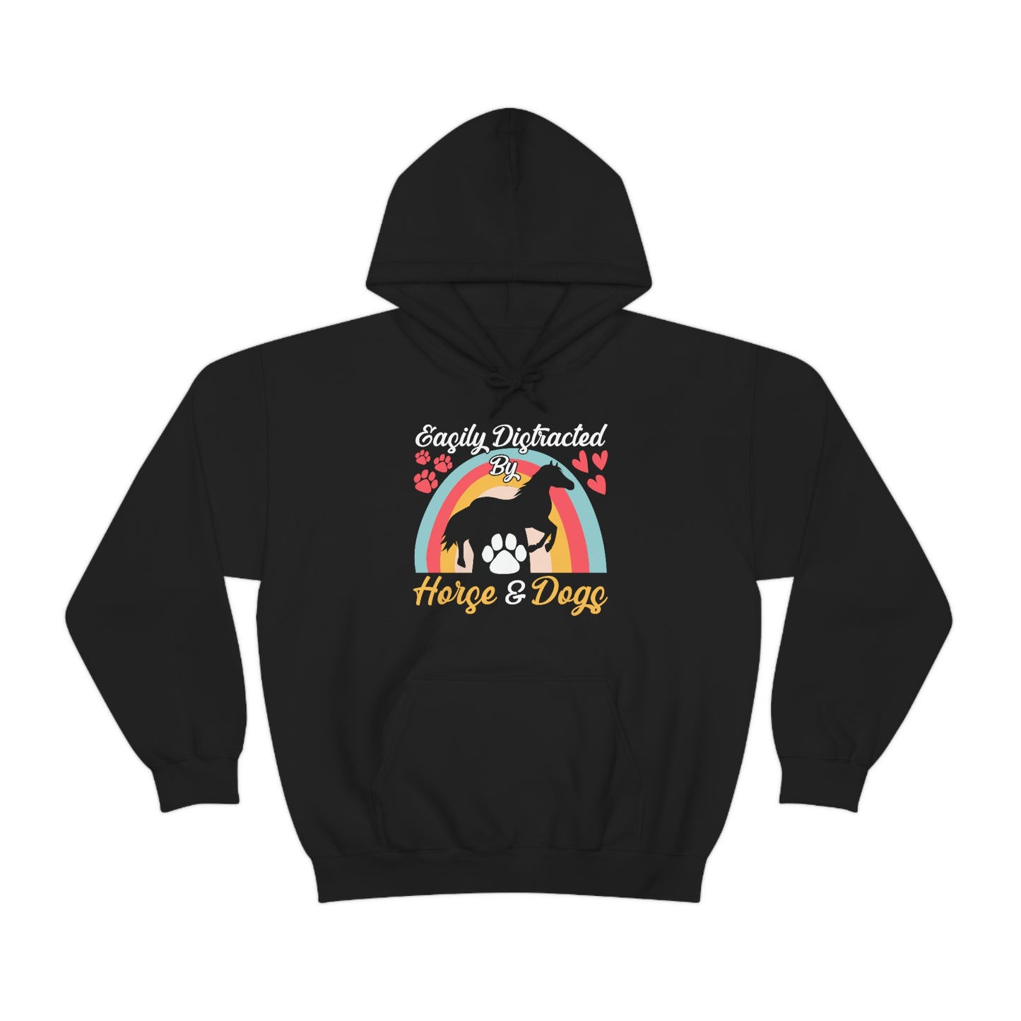 Easily Distracted by Horse & Dogs Heavy Blend™ Hooded Sweatshirt