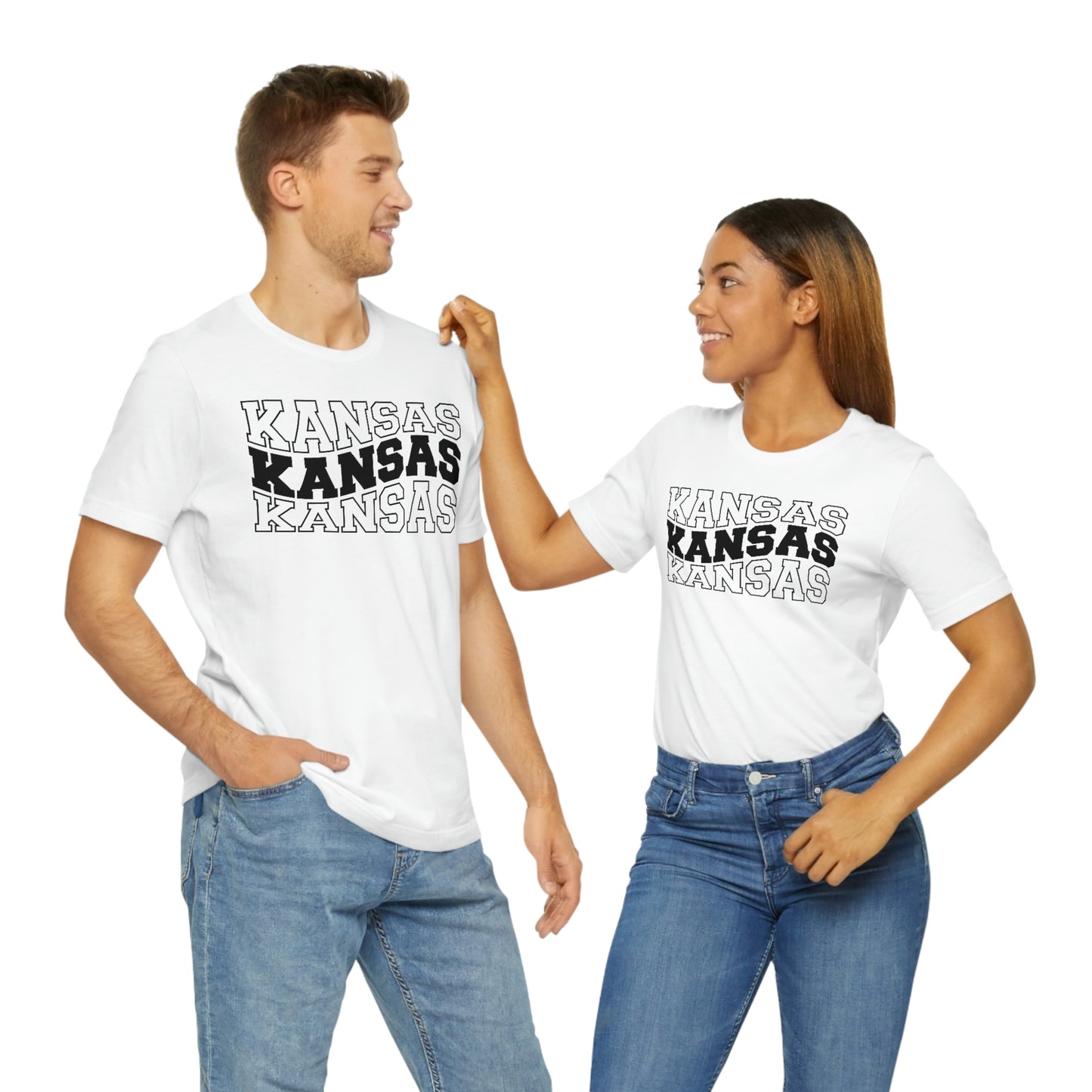 Kansas Varsity Letters Triple Wavy Short Sleeve T-shirt