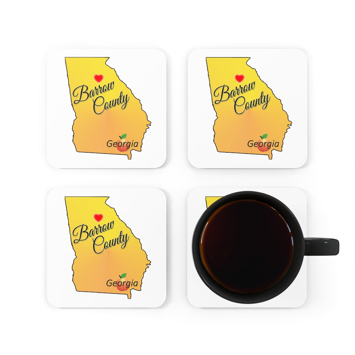 Barrow County Georgia Corkwood Coaster Set