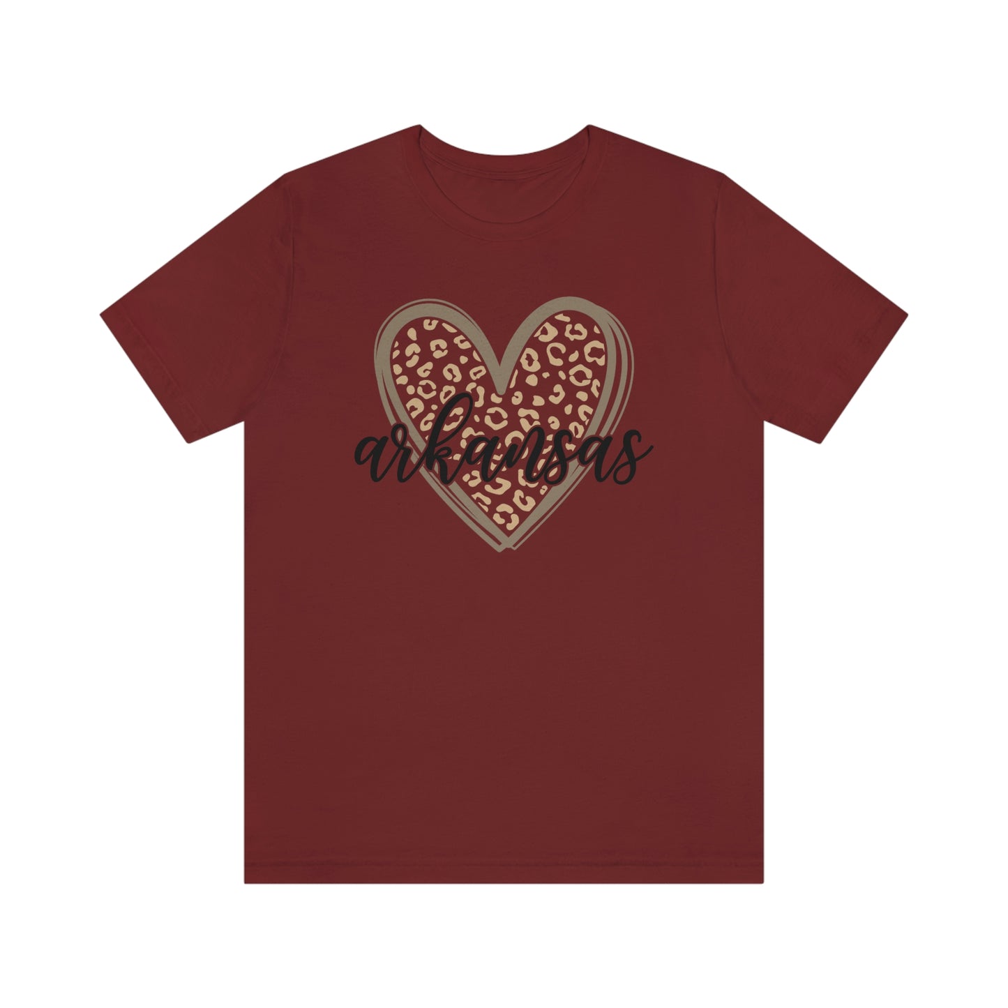 Arkansas Heart Leopard Print US Flag Unisex Jersey Short Sleeve Tee Tshirt T-shirt
