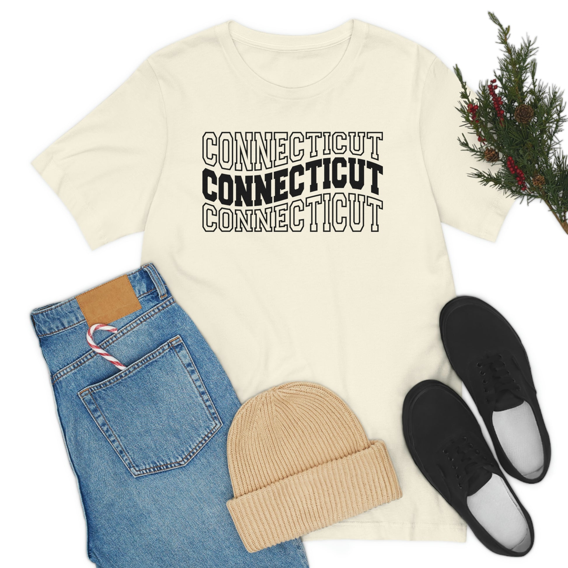 Connecticut Varsity Letters Wavy Short Sleeve  T-shirt