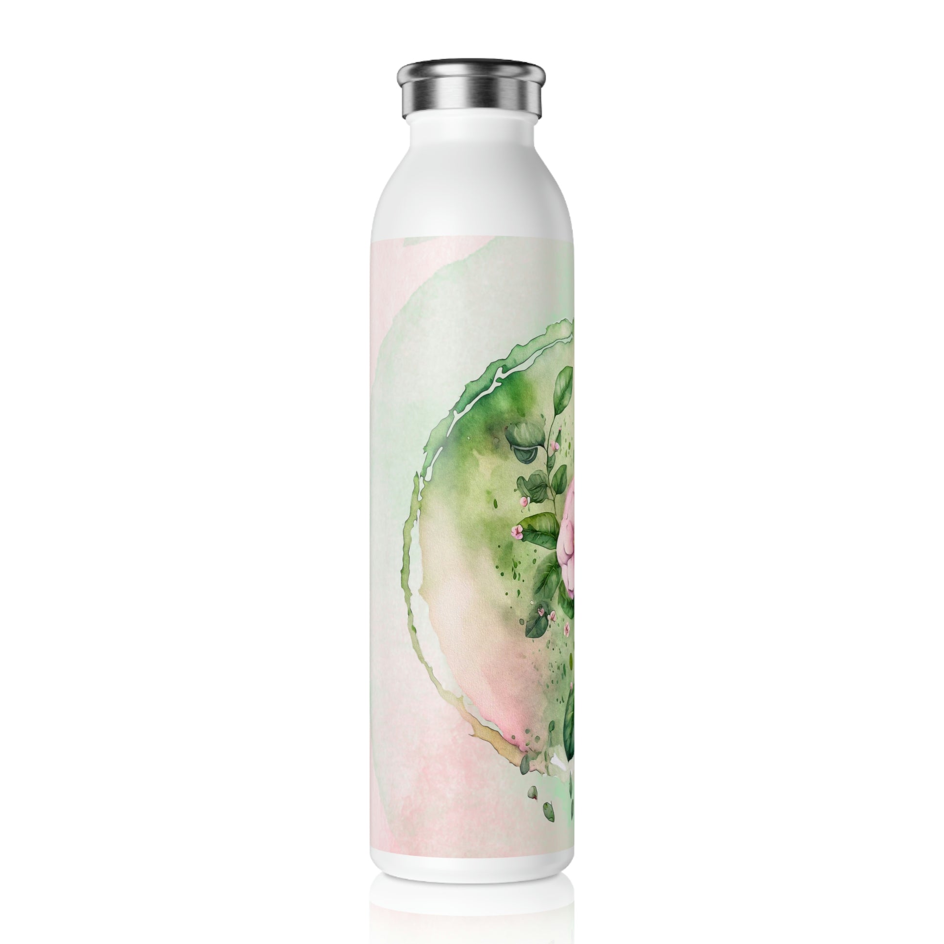 Spring Flowers Watercolor Slim Water Bottle