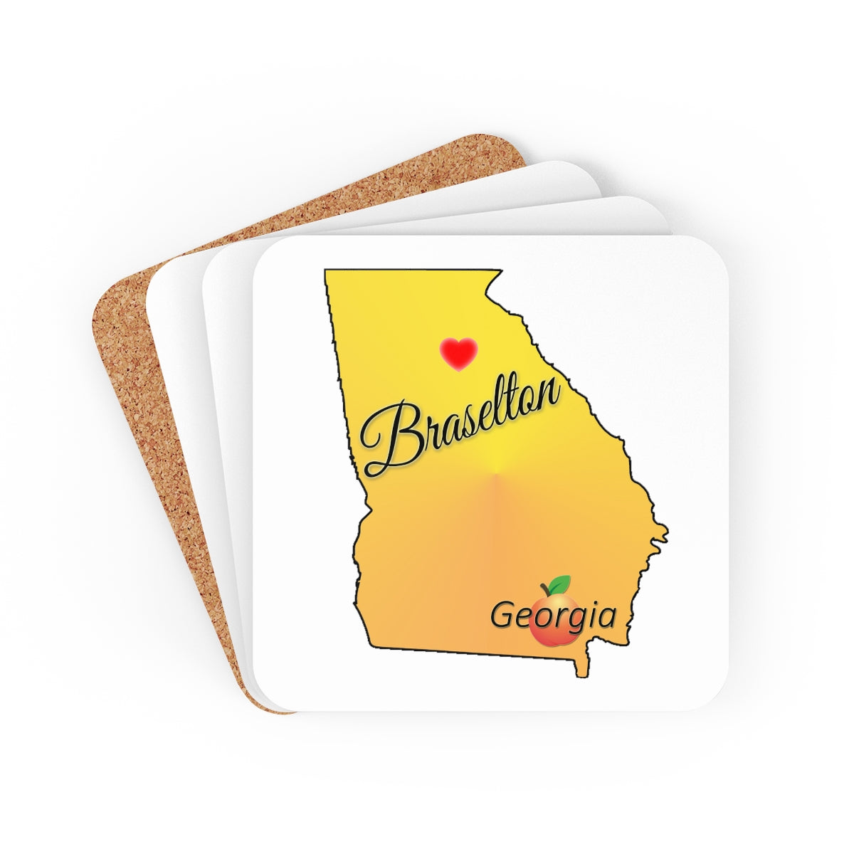 Braselton Georgia Corkwood Coaster Set