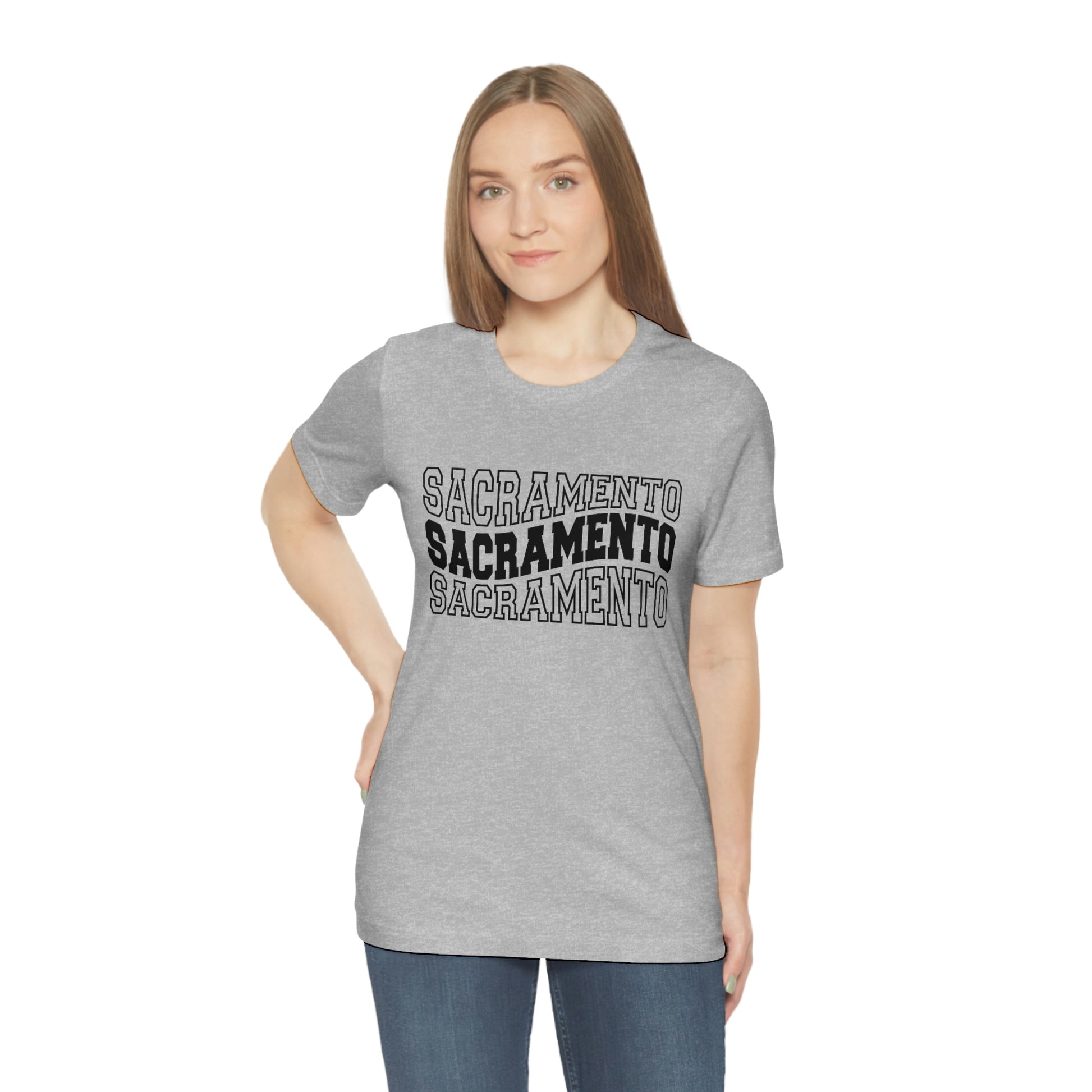 Sacremento California Varsity Letters Wavy Unisex Jersey Short Sleeve Tee Tshirt T-shirt