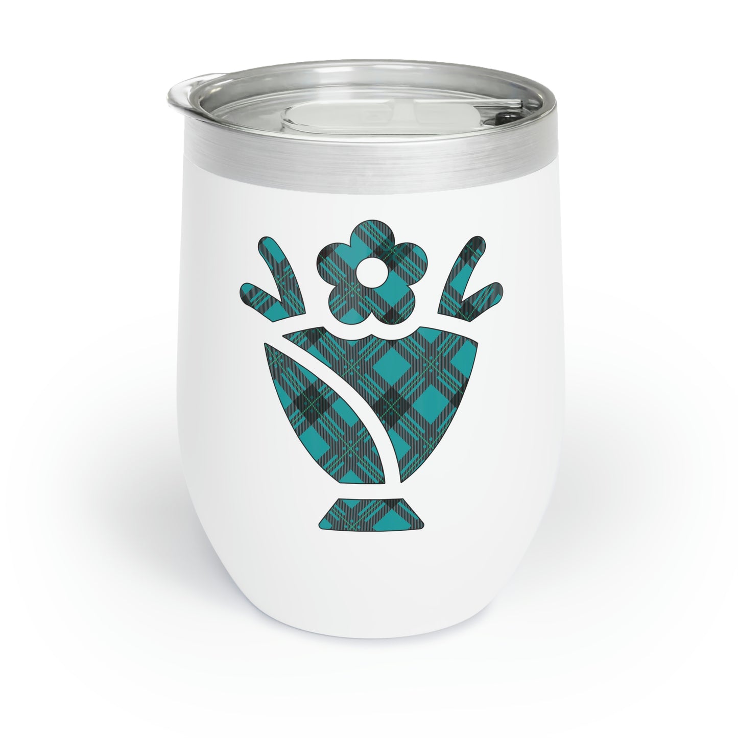 Blue Plaid Egg Cup Flower Easter Chill Wine Tumbler