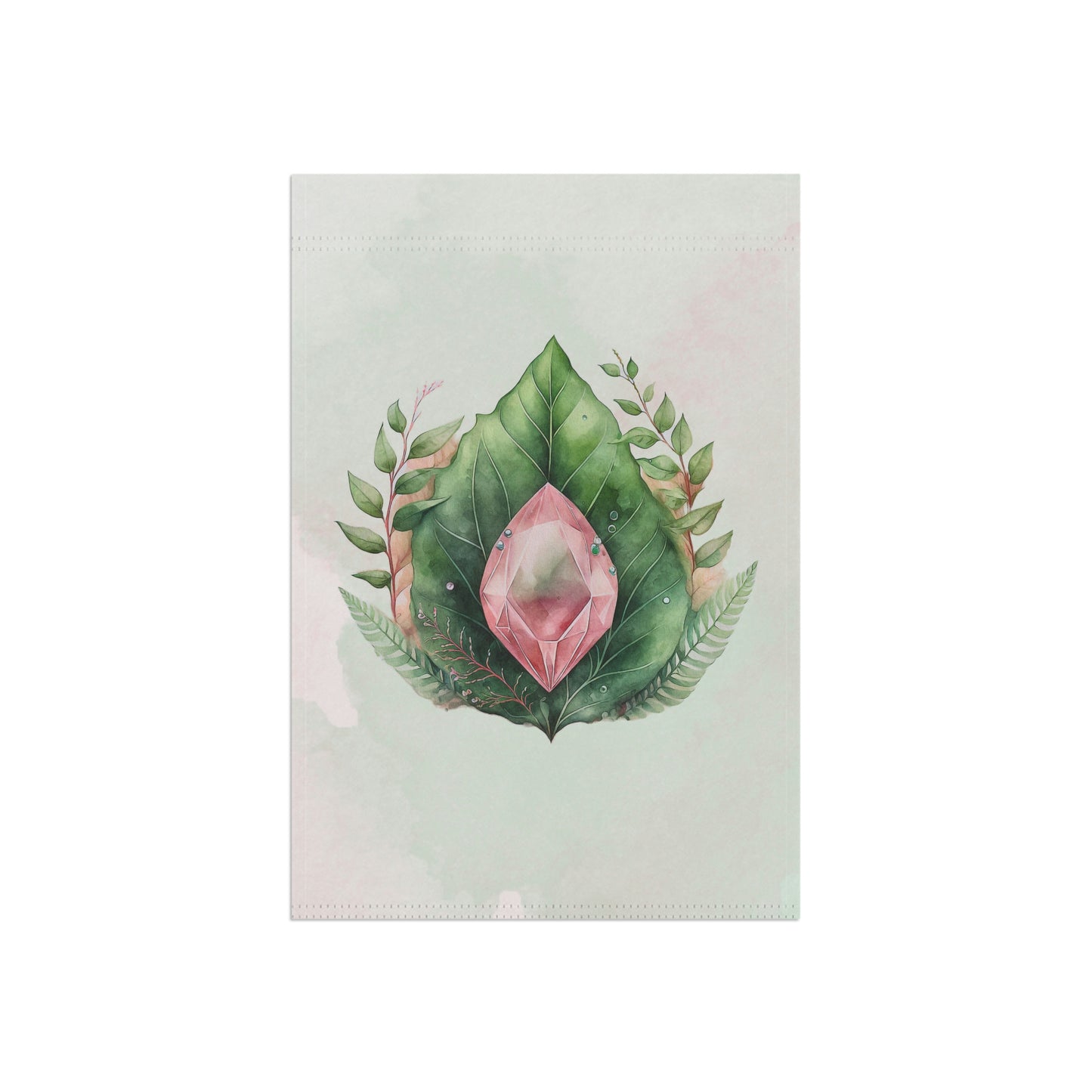 Pink Crystal on Leaf Watercolor Garden & House Banner