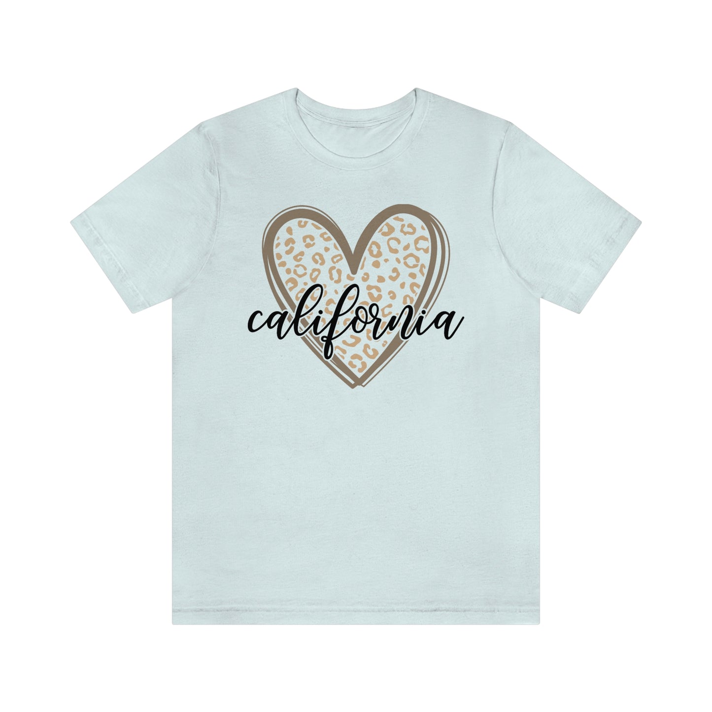 California Heart Gold Leopard Unisex Jersey Short Sleeve Tee Tshirt T-shirt