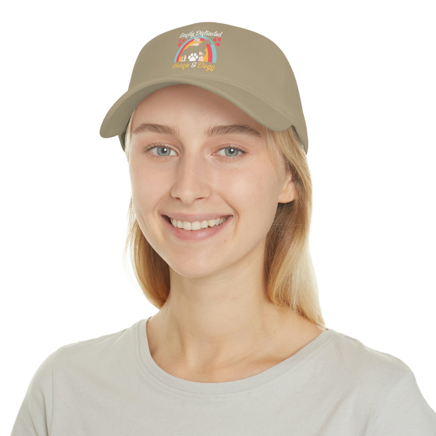 Easily Distracted by Horse & Dogs Low Profile Baseball Cap