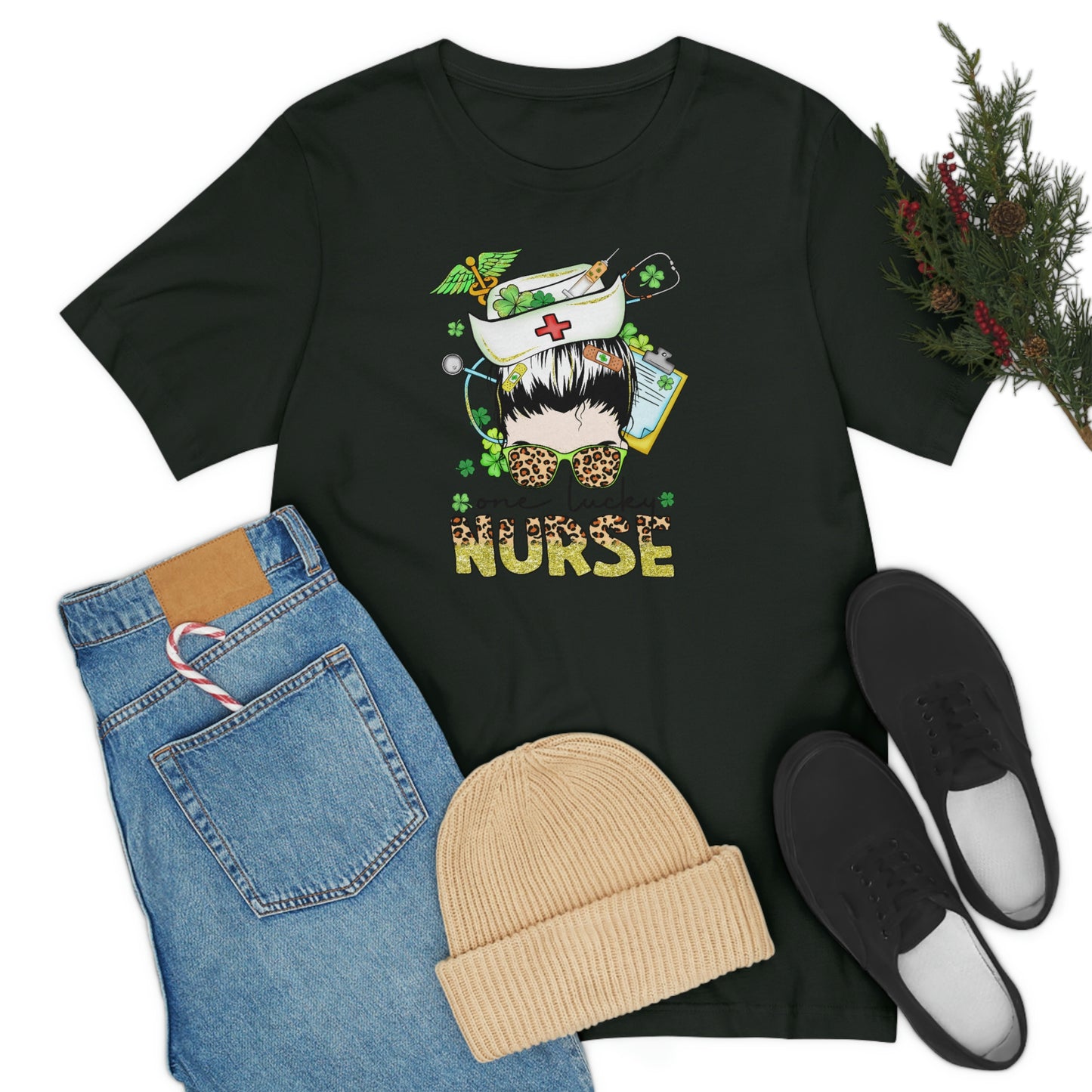 One Lucky Nurse Hat St. Patrick's Day Unisex Jersey Short Sleeve Tee