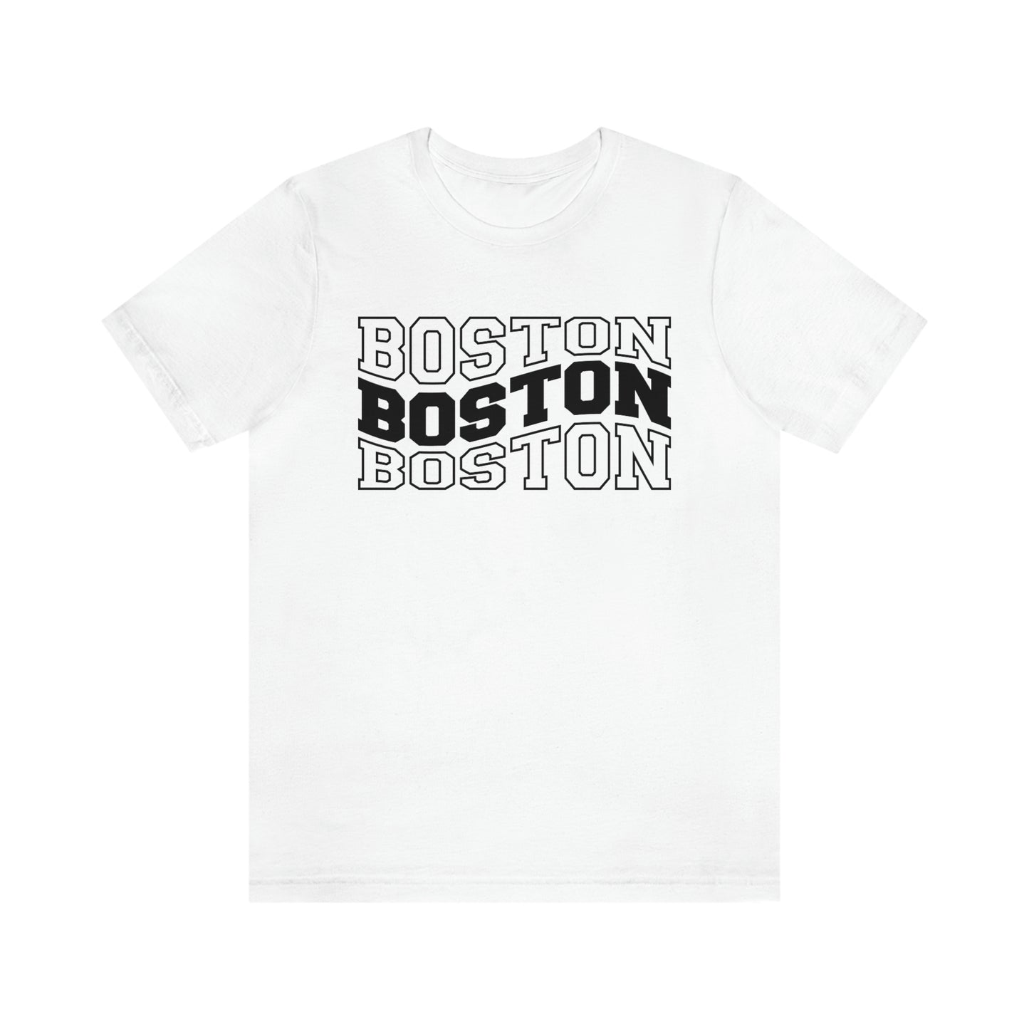 Boston Varsity Letters Triple Wavy Short Sleeve T-shirt