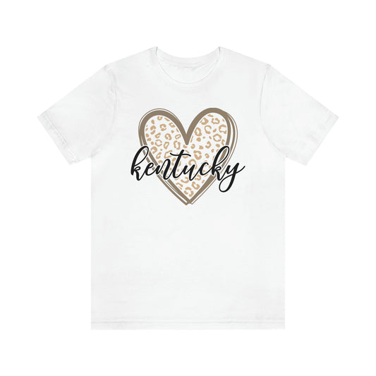 Kentucky Gold Leopard Heart Black Script Short Sleeve T-shirt