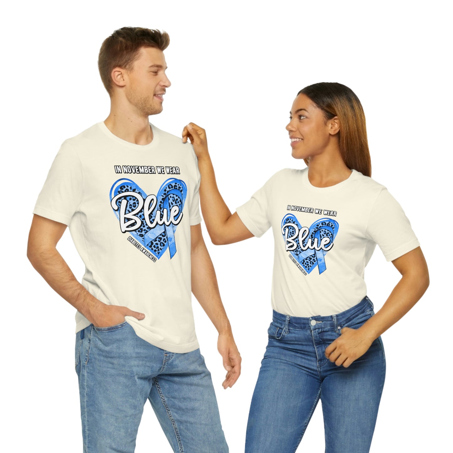 In November We Wear Blue Diabetes Awareness Print Unisex Jersey Short Sleeve Tee