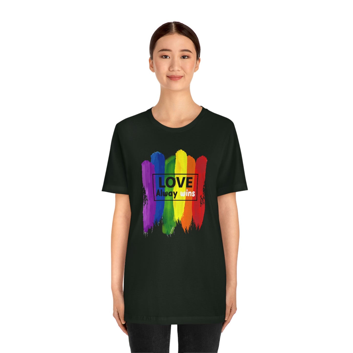 Love Always Wins LGBTQIA Print Unisex Jersey Short Sleeve Tee