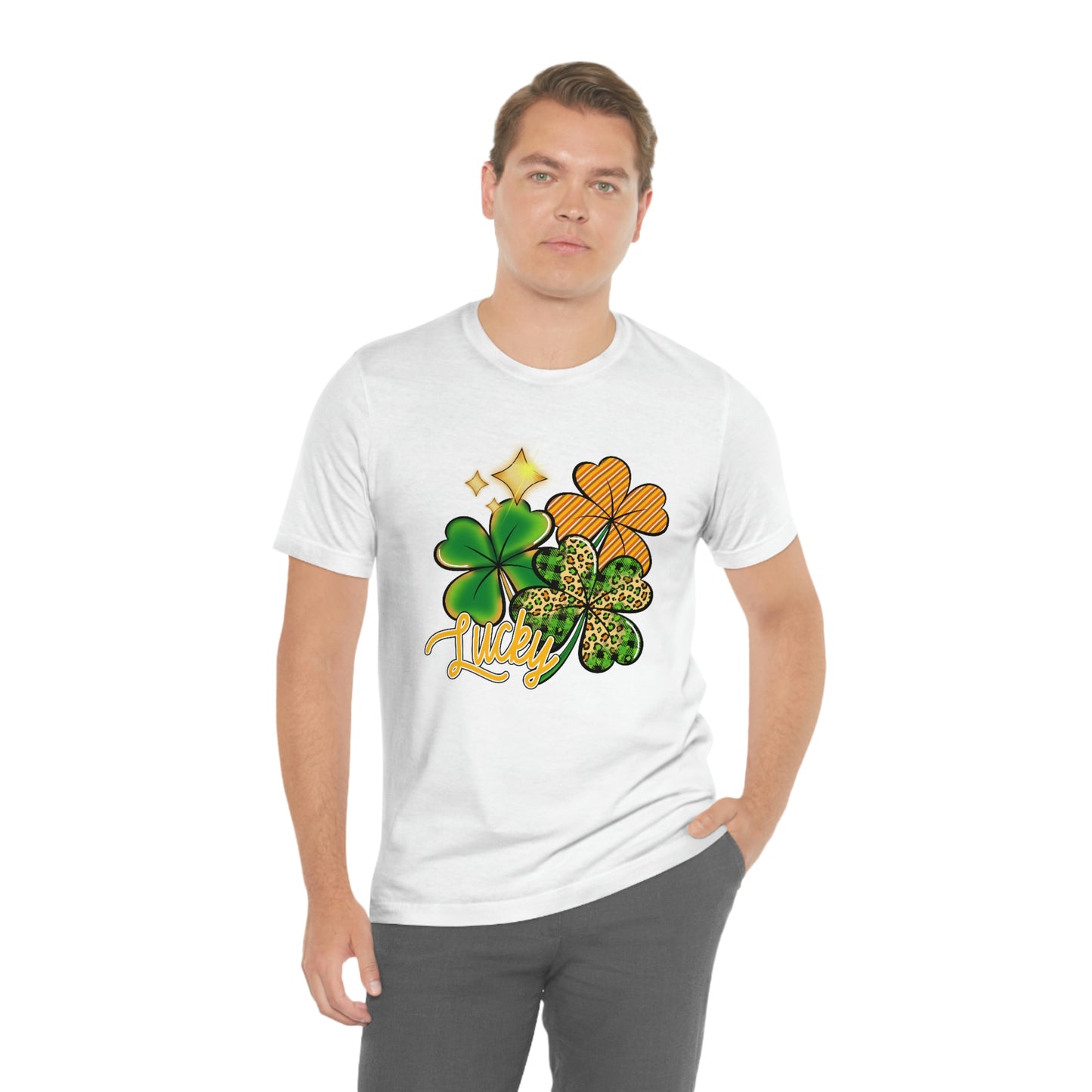Lucky Shamrock Four Leaf Clover St. Patrick's Day Unisex Jersey Short Sleeve Tee