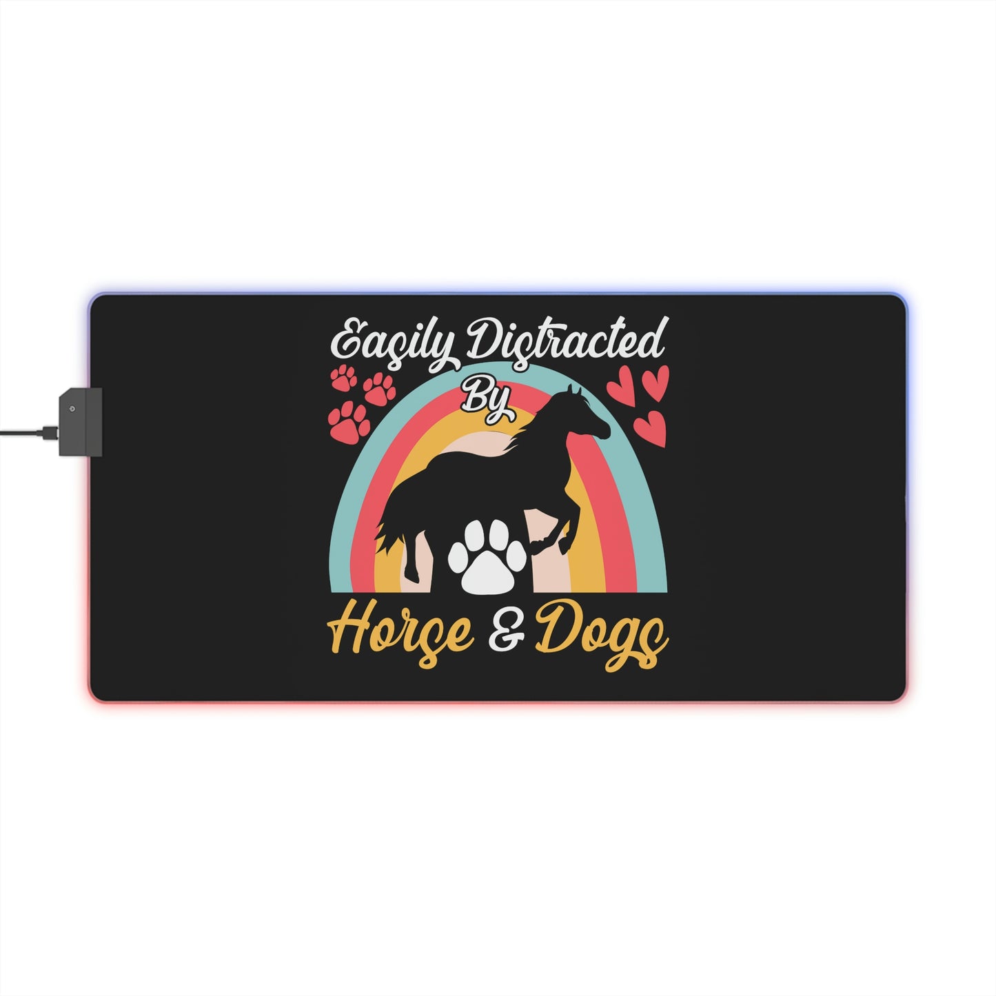Easily Distracted by Horse and Dogs LED Gaming Mouse Pad