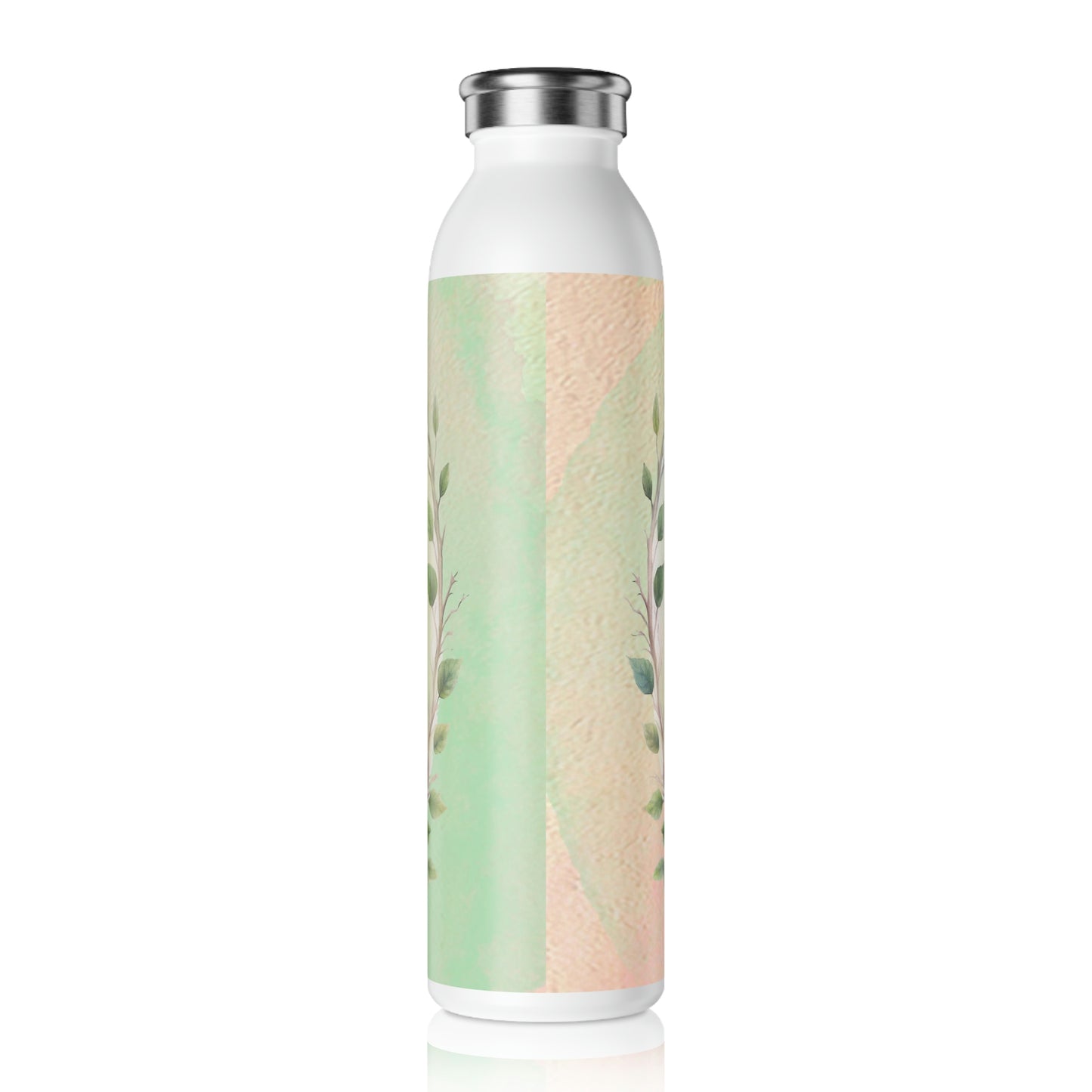 Girl Spring Flowers Watercolor Slim Water Bottle