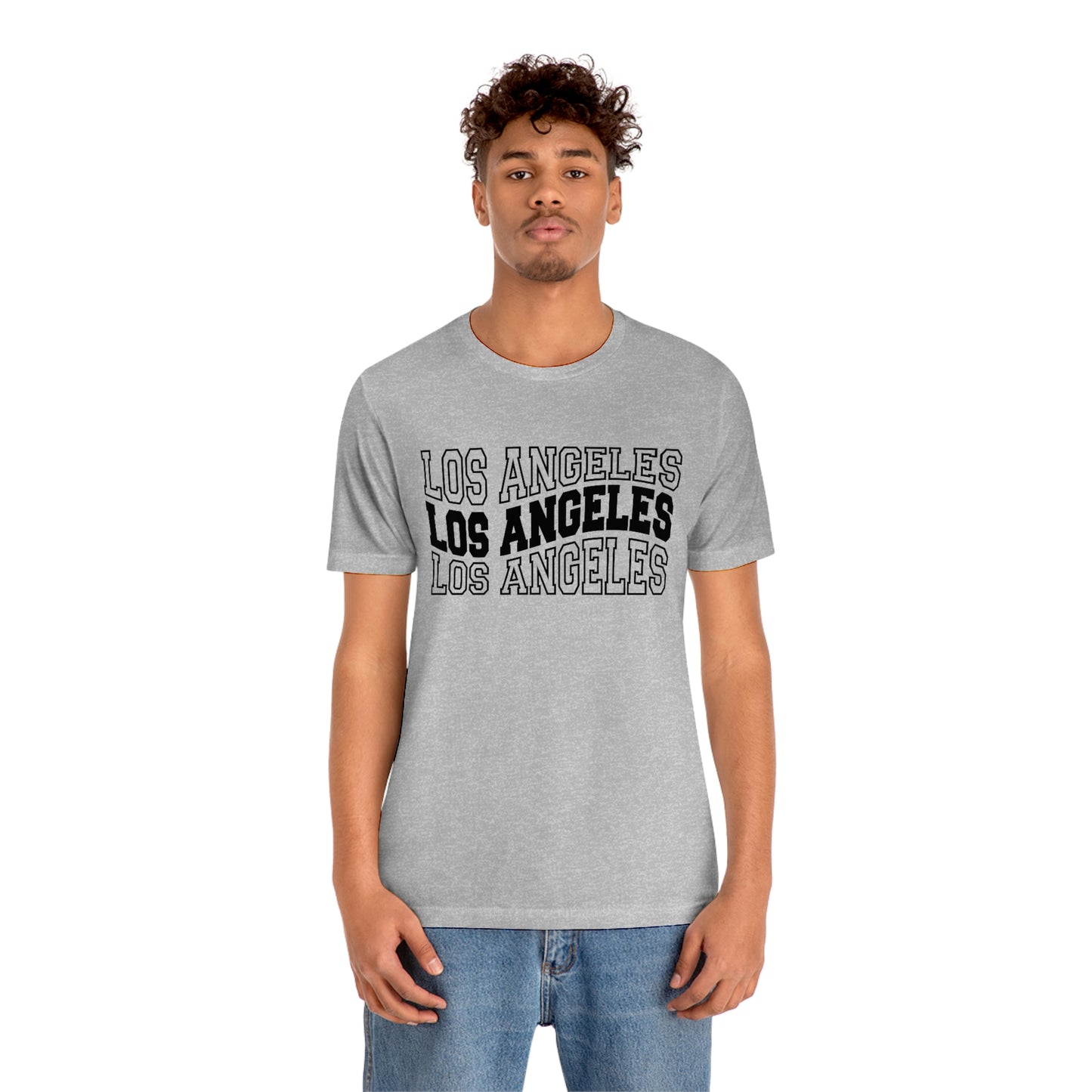 Los Angeles Varsity Letters Wavy Unisex Jersey Short Sleeve Tee Tshirt T-shirt