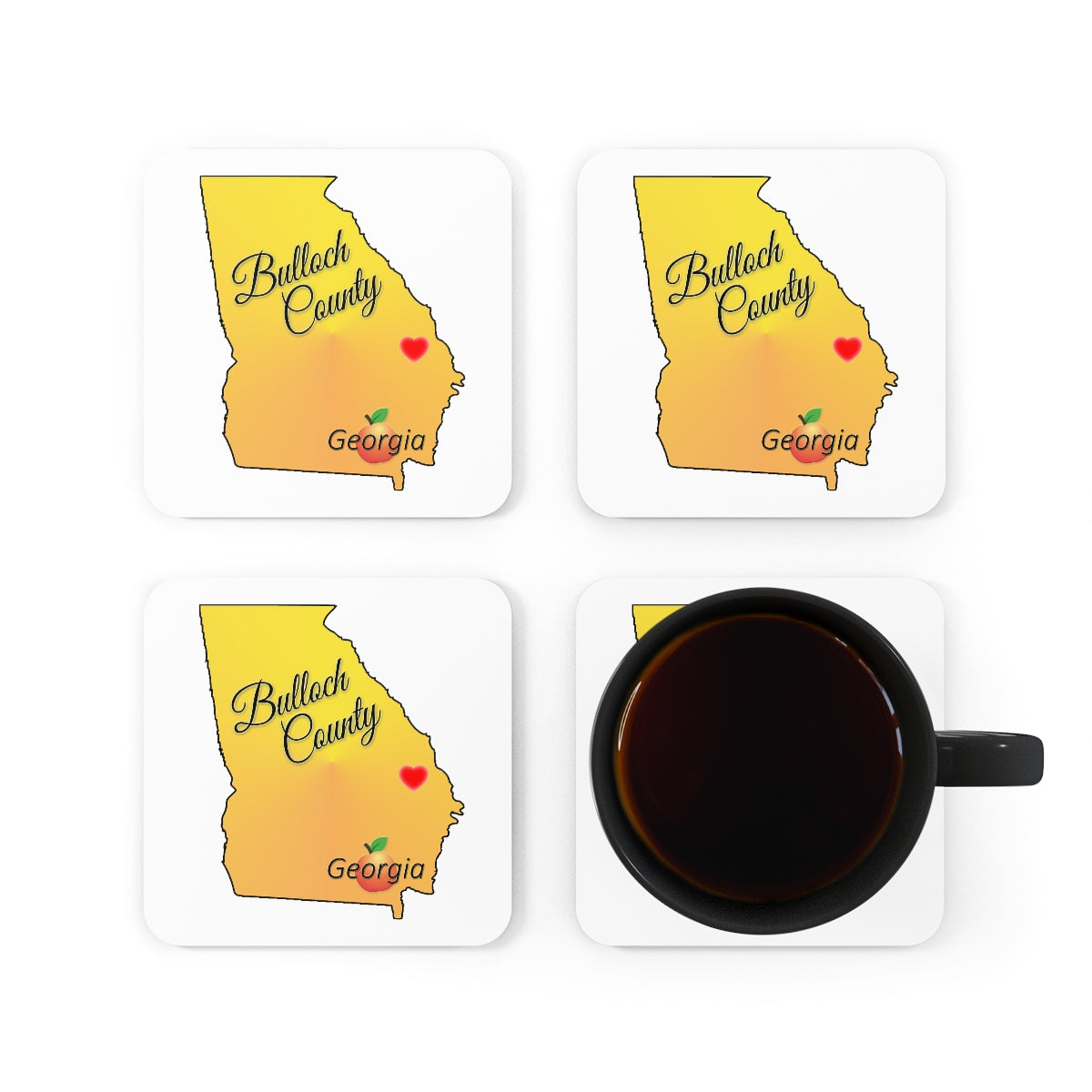 Bulloch County Georgia Corkwood Coaster Set