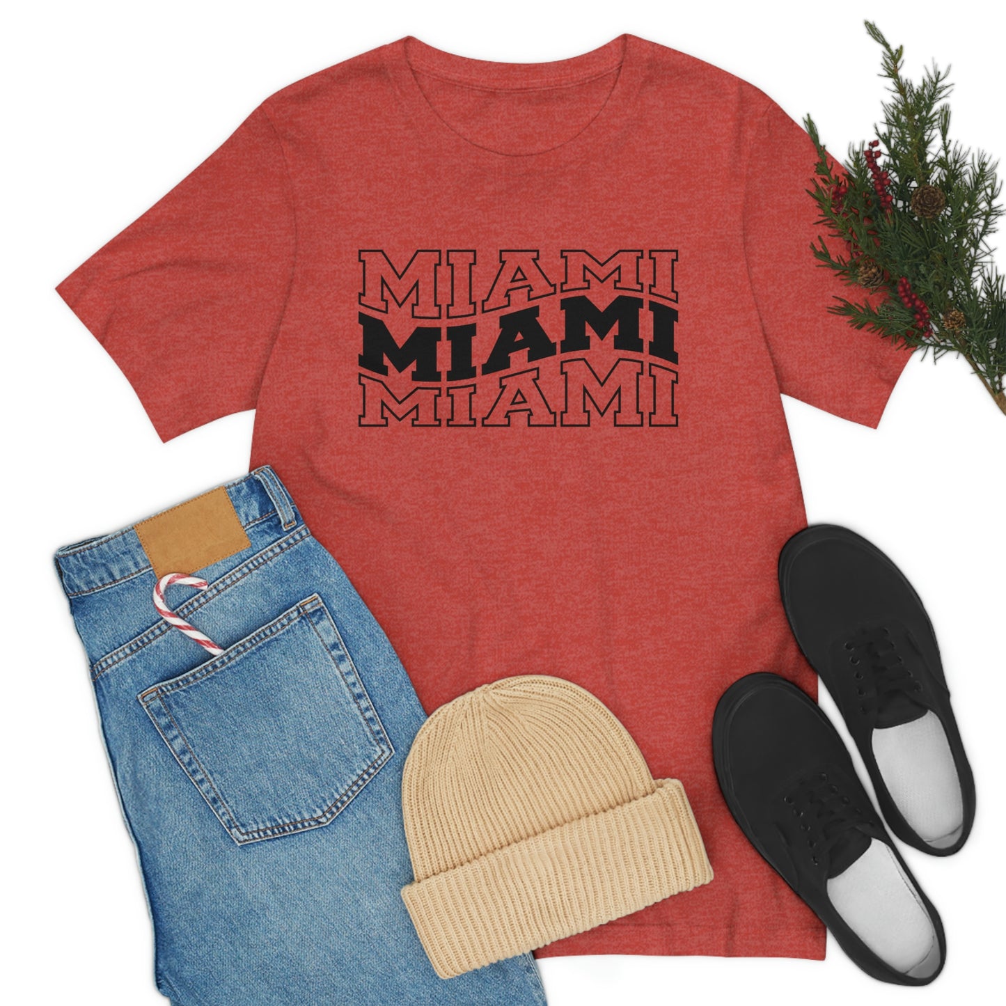 Miami Varsity Letters Wavy Florida Short Sleeve T-shirt
