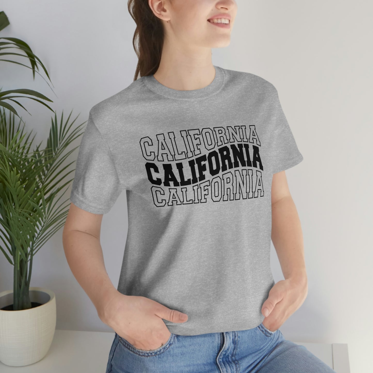 California Wavy Varsity Letters Unisex Jersey Short Sleeve Tee Tshirt T-shirt