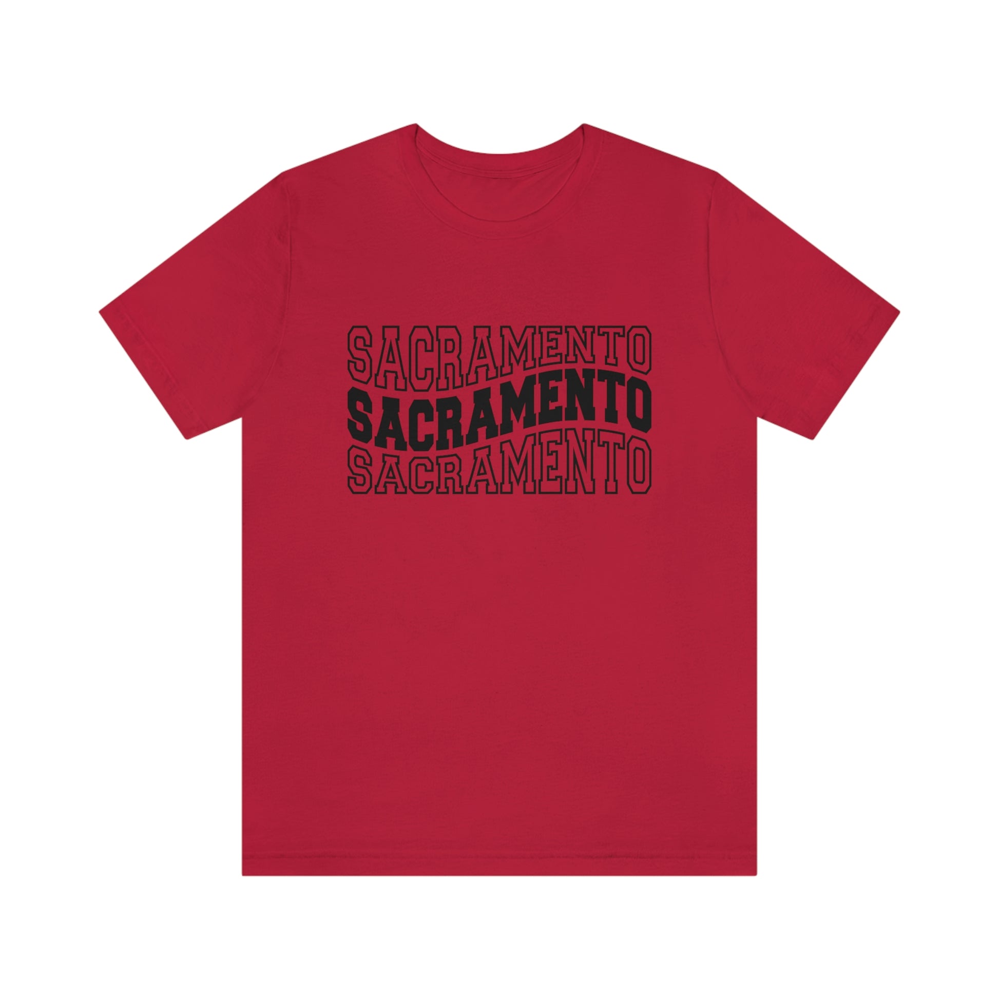 Sacremento California Varsity Letters Wavy Unisex Jersey Short Sleeve Tee Tshirt T-shirt