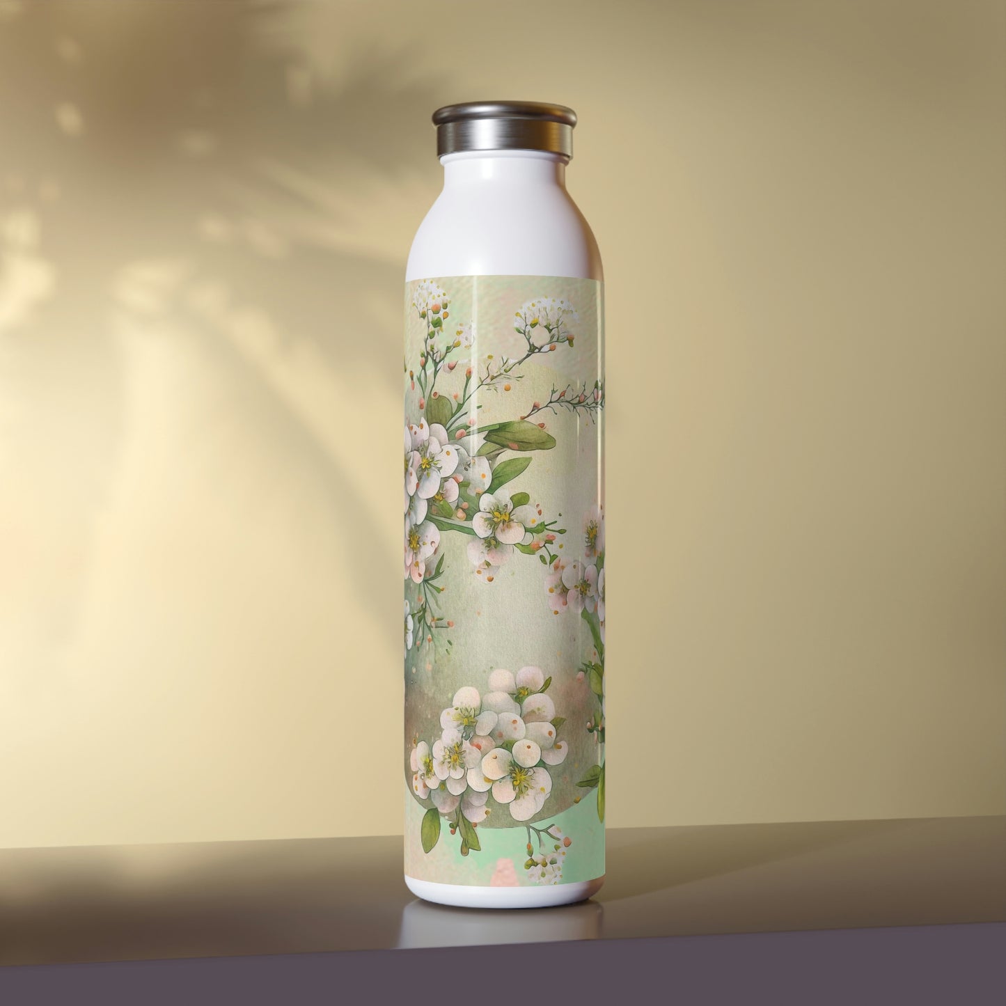 Spring Flowers Watercolor Slim Water Bottle