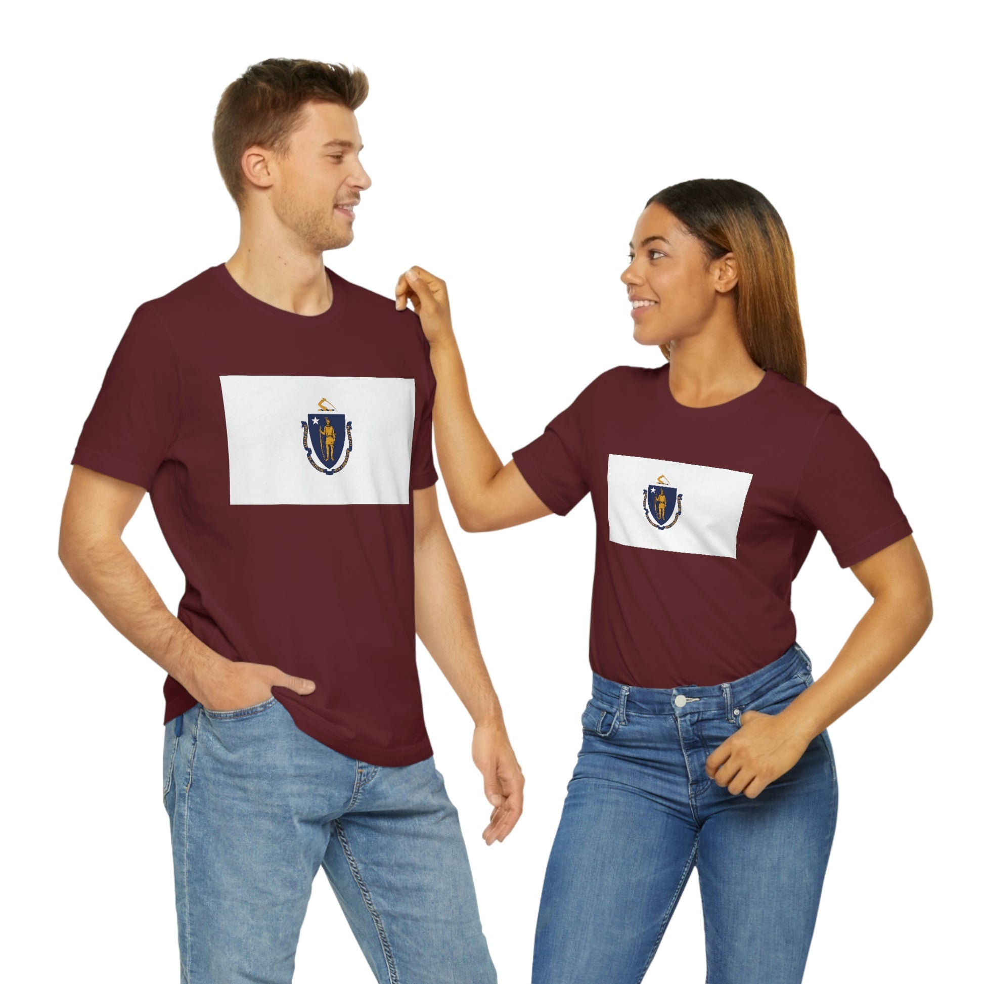 Massachusetts Flag Unisex Jersey Short Sleeve Tee Tshirt T-shirt