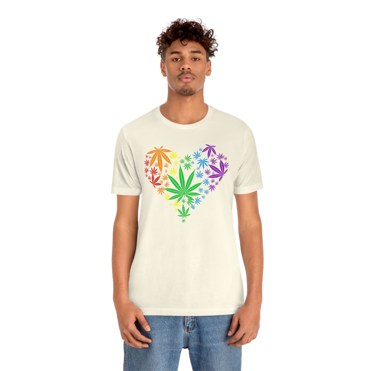 Heart Marijuana Plant Print Unisex Jersey Short Sleeve Tee