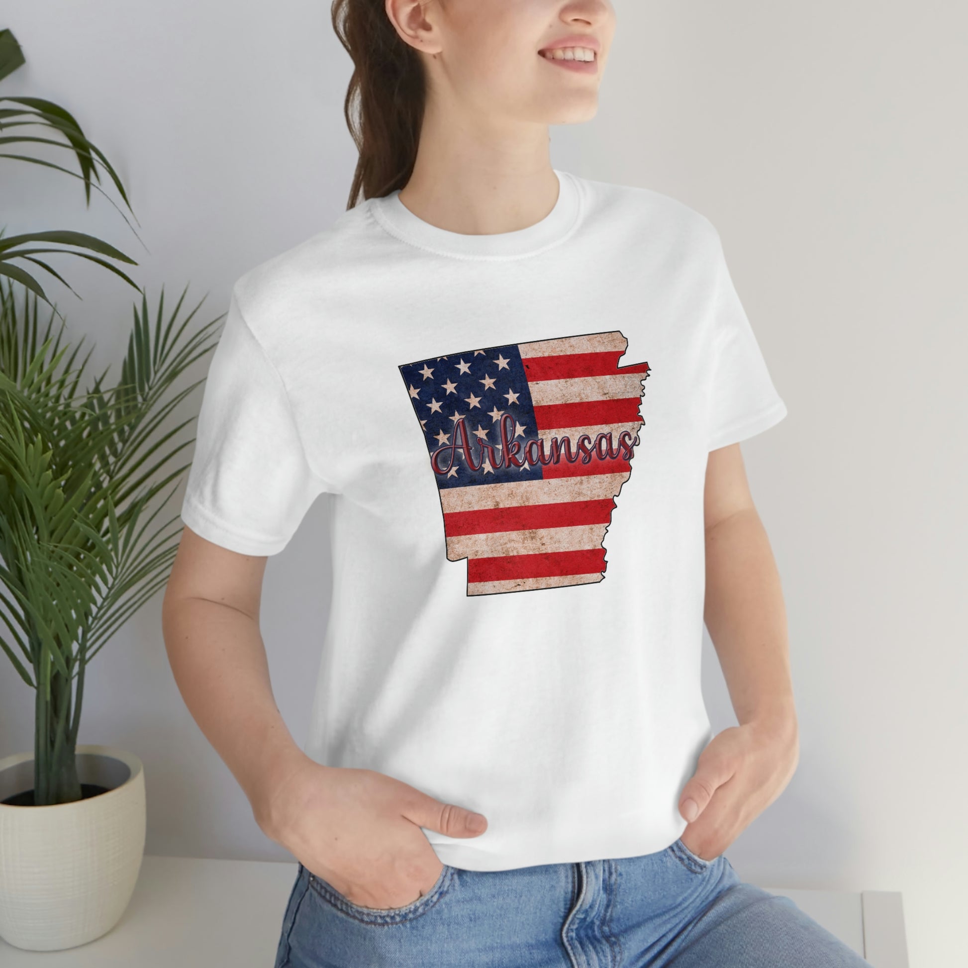 Arkansas US Flag Unisex Jersey Short Sleeve Tee Tshirt T-shirt