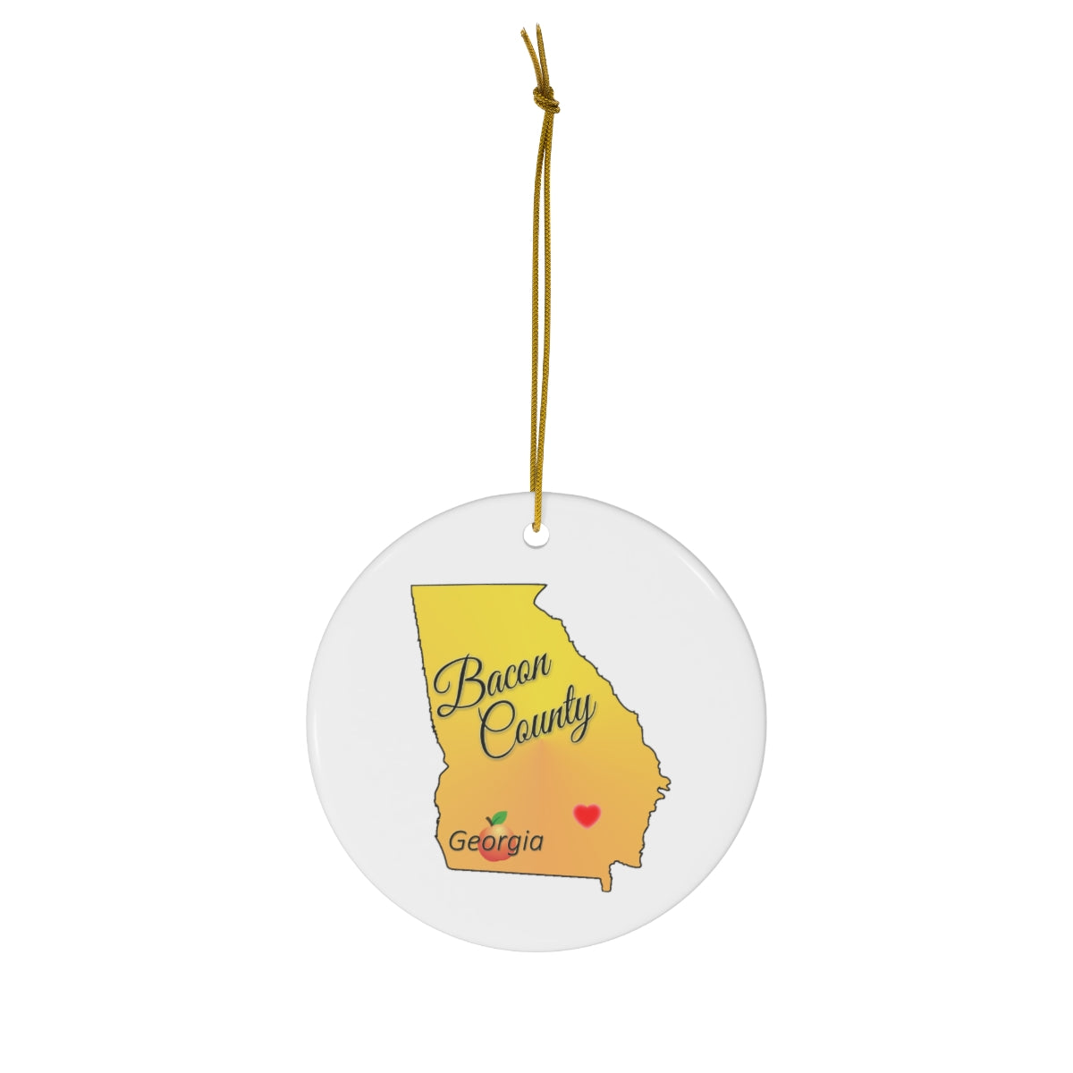 Bacon County Georgia Ceramic Ornament, 1-Pack