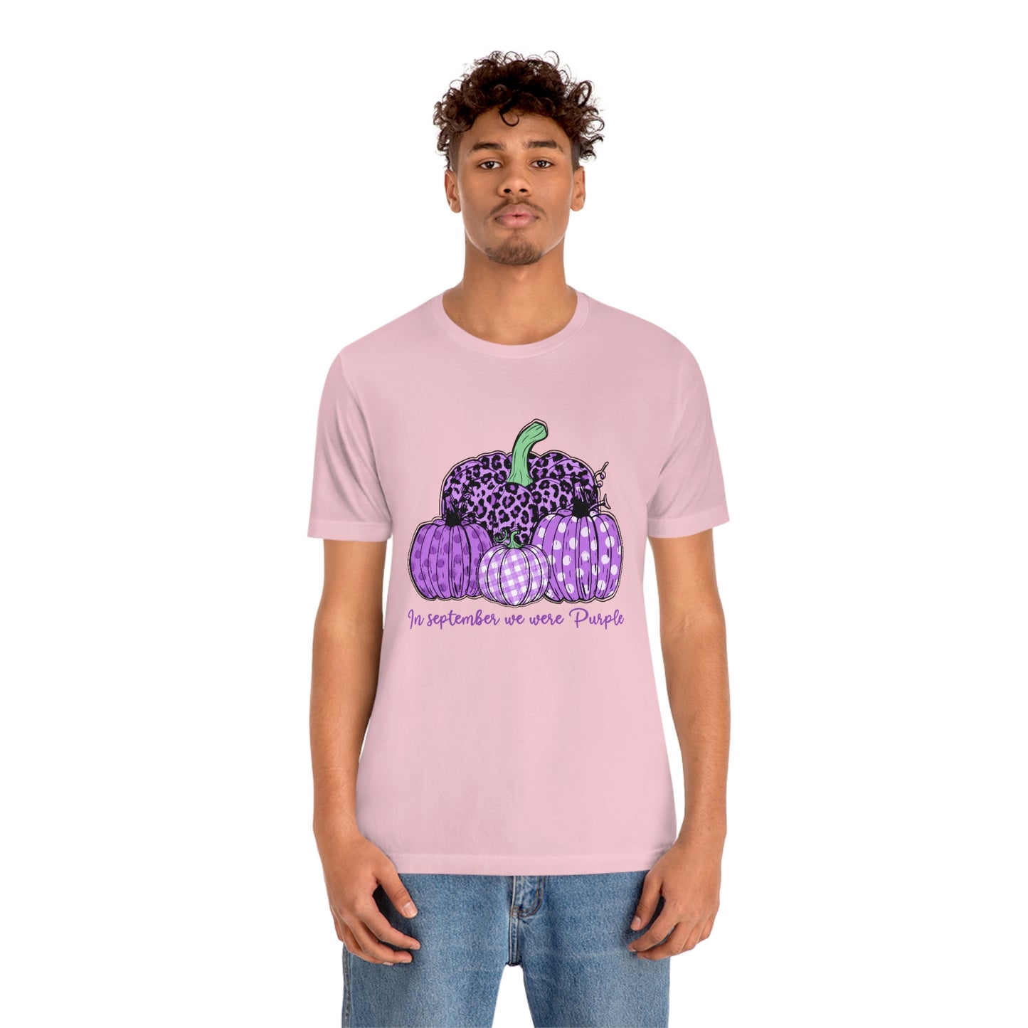 In September We Wear Purple Alzheimer's Print Unisex Jersey Short Sleeve Tee