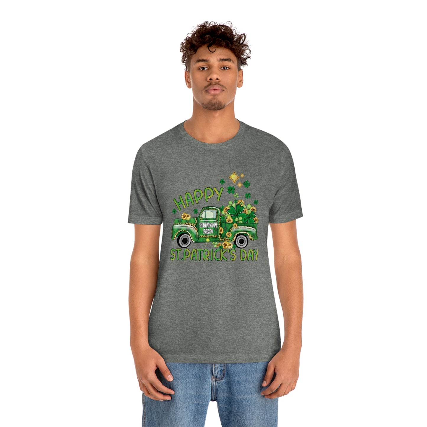 Happy St. Patrick's Day Shamrock Farms Truck Unisex Jersey Short Sleeve Tee