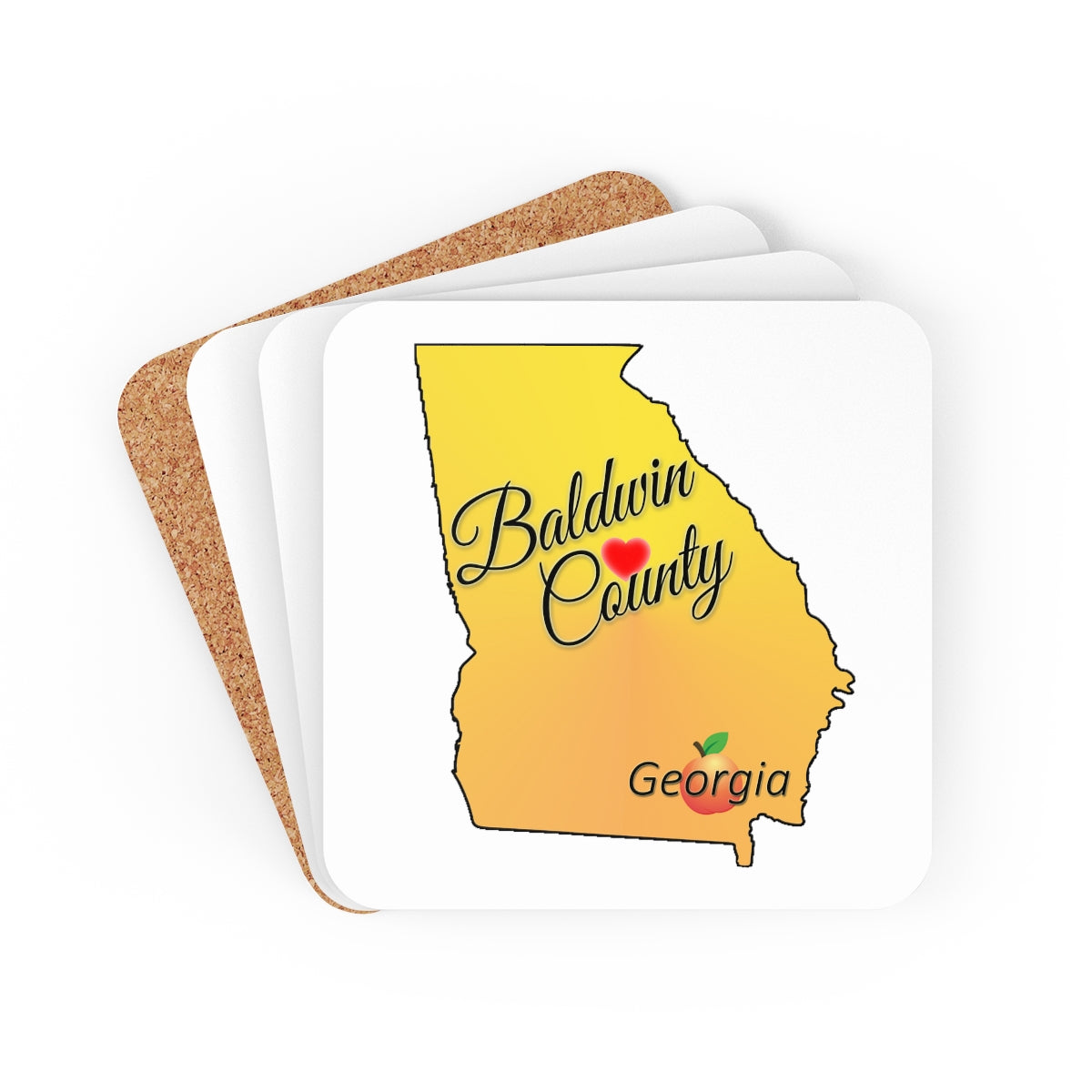 Baldwin County Georgia Corkwood Coaster Set