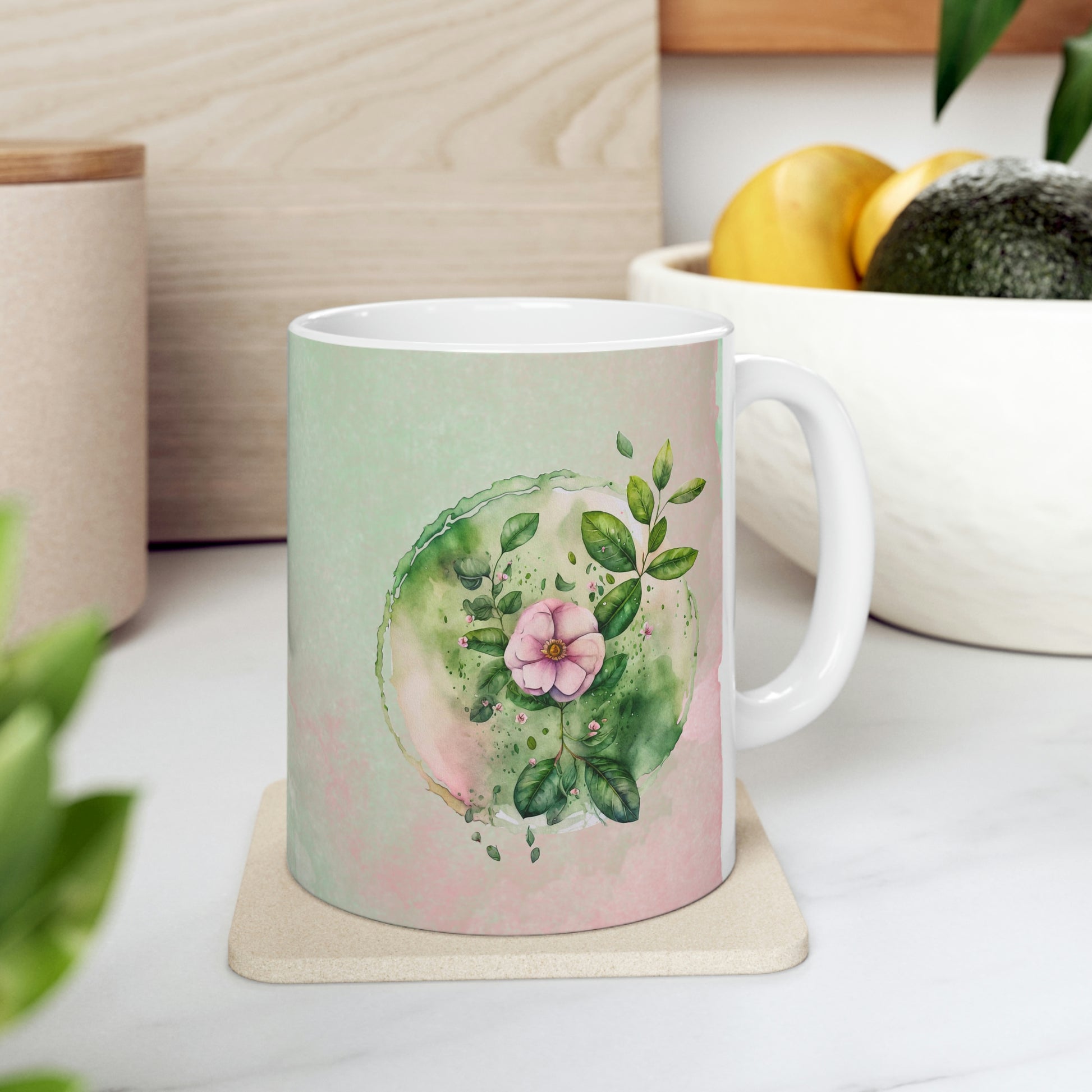 Spring Flowers Watercolor Ceramic Mug 11oz