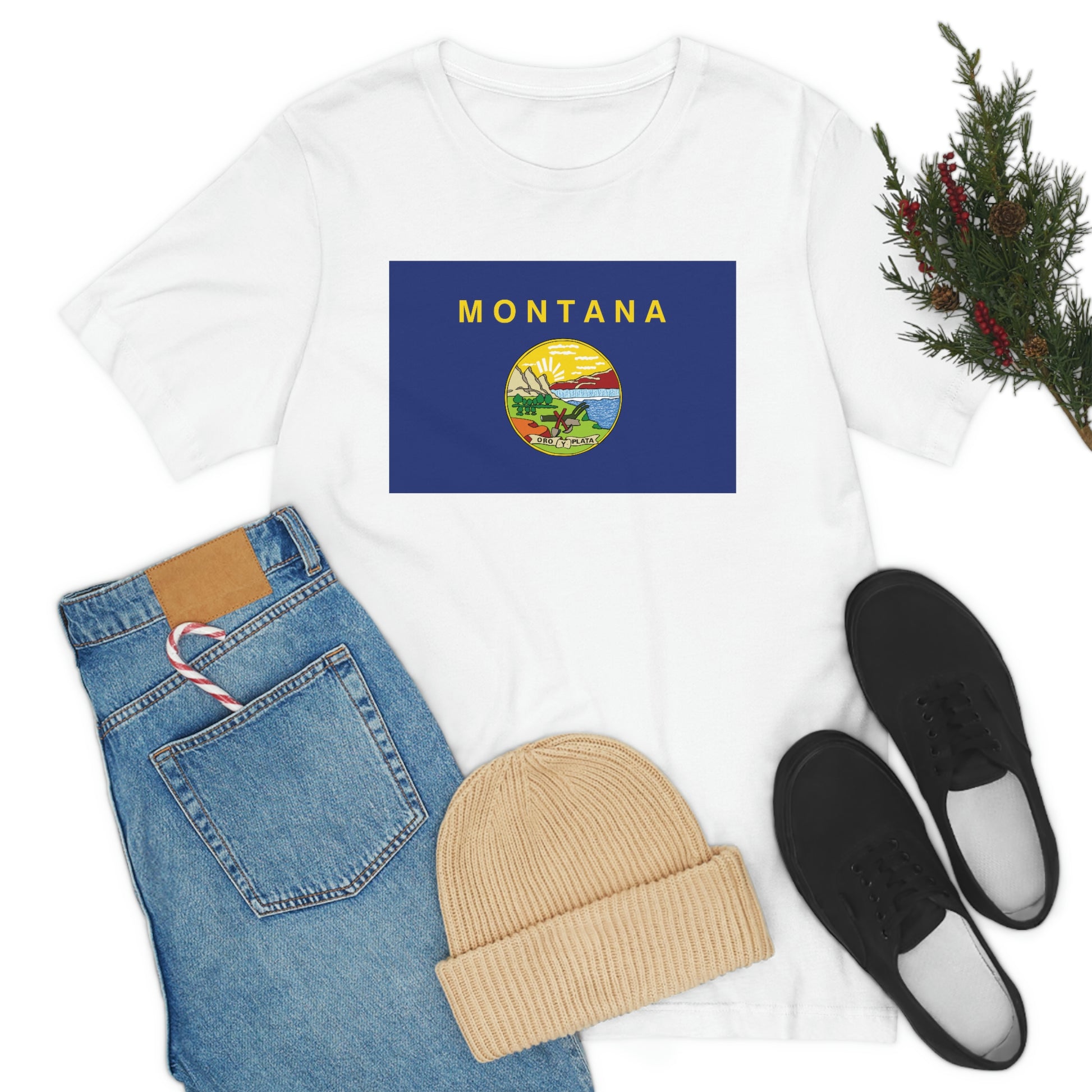 Montana Flag Unisex Jersey Short Sleeve Tee Tshirt T-shirt