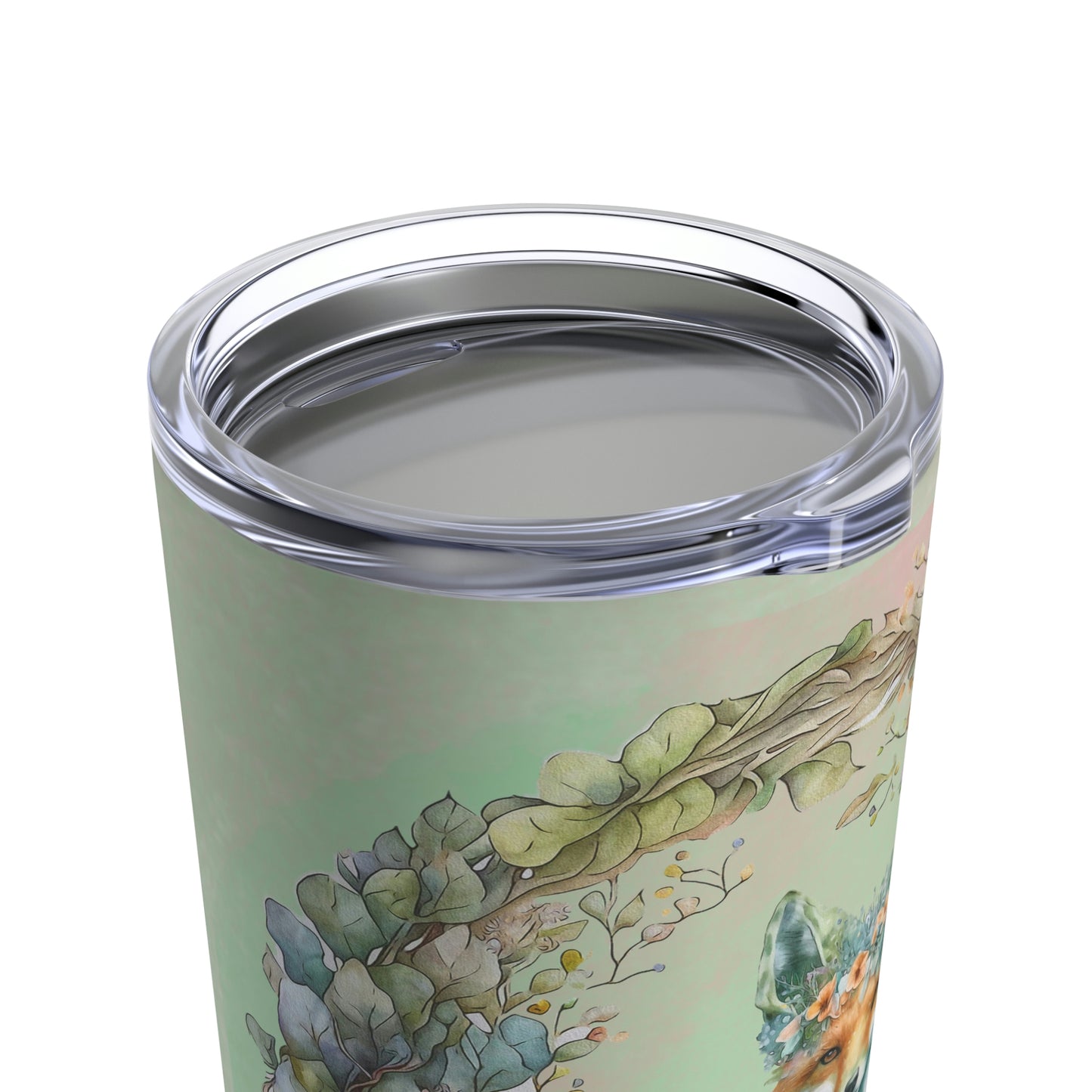 Fox Spring Flowers Wreath Watercolor Tumbler 20oz