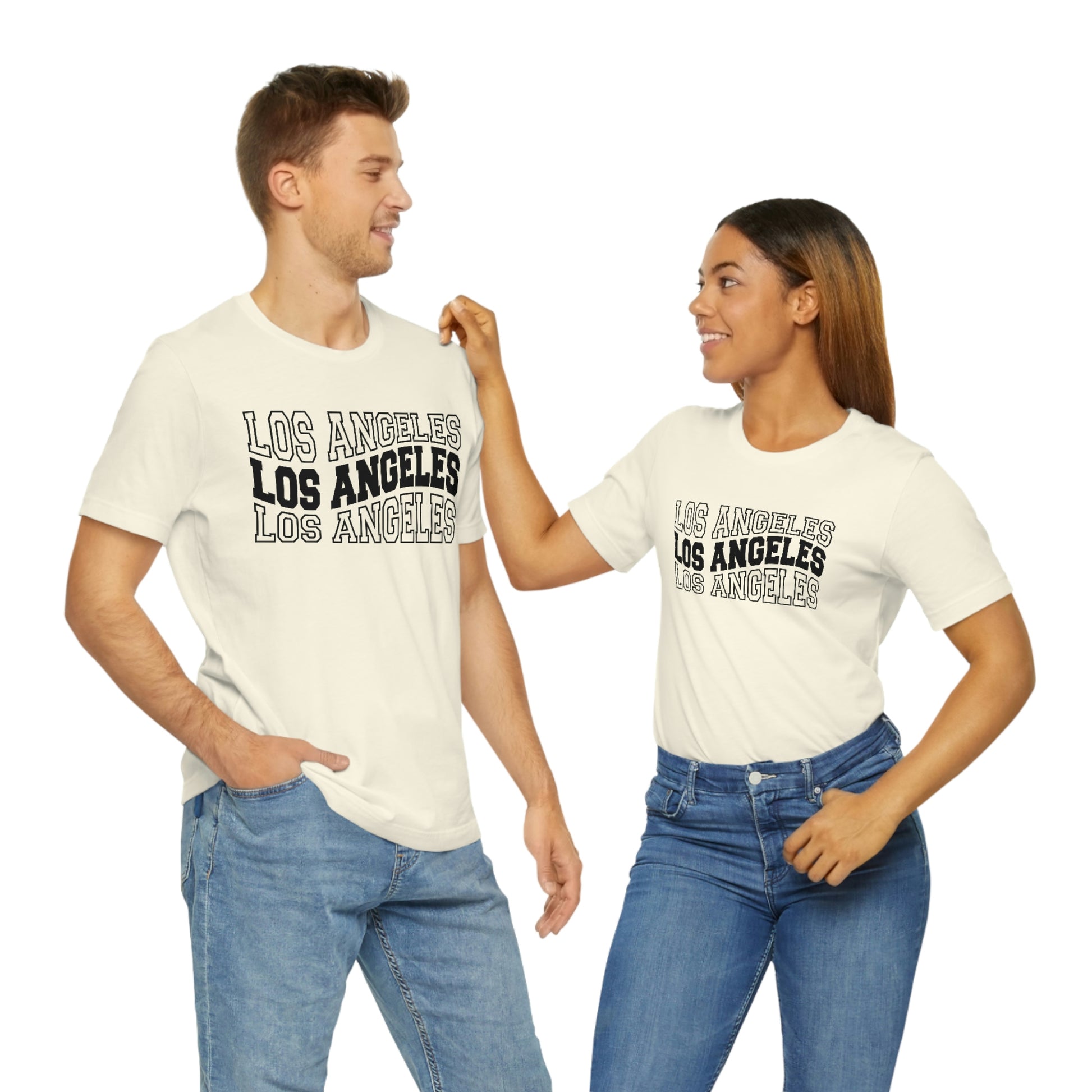 Los Angeles Varsity Letters Wavy Unisex Jersey Short Sleeve Tee Tshirt T-shirt