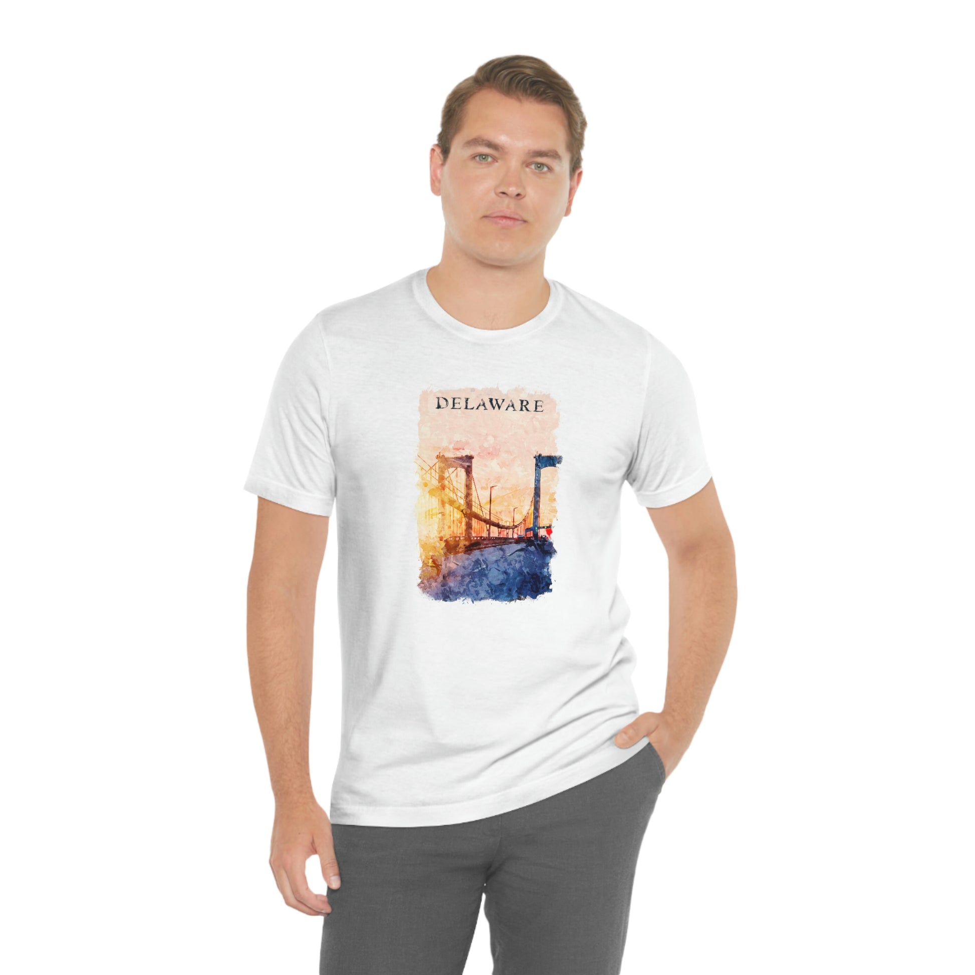 Delaware Memorial Bridge Watercolor Short Sleeve  T-shirt