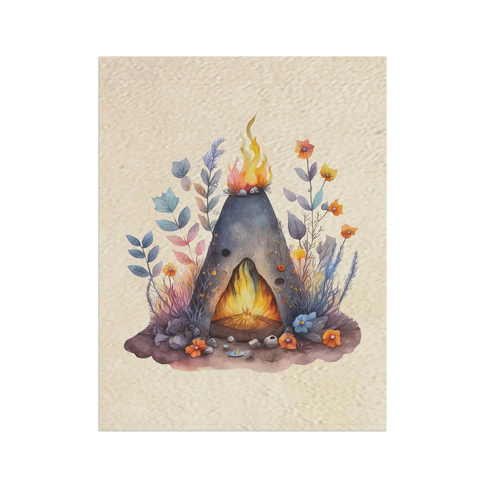 Watercolor of a Beltane Fire Garden & House Banner