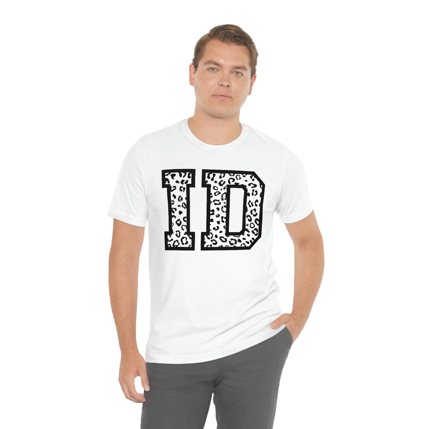 Idaho ID Leopard Print Letters Short Sleeve T-shirt