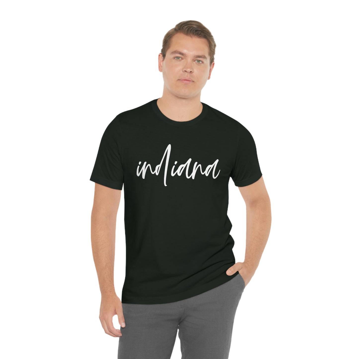 Indiana White Script Short Sleeve T-shirt