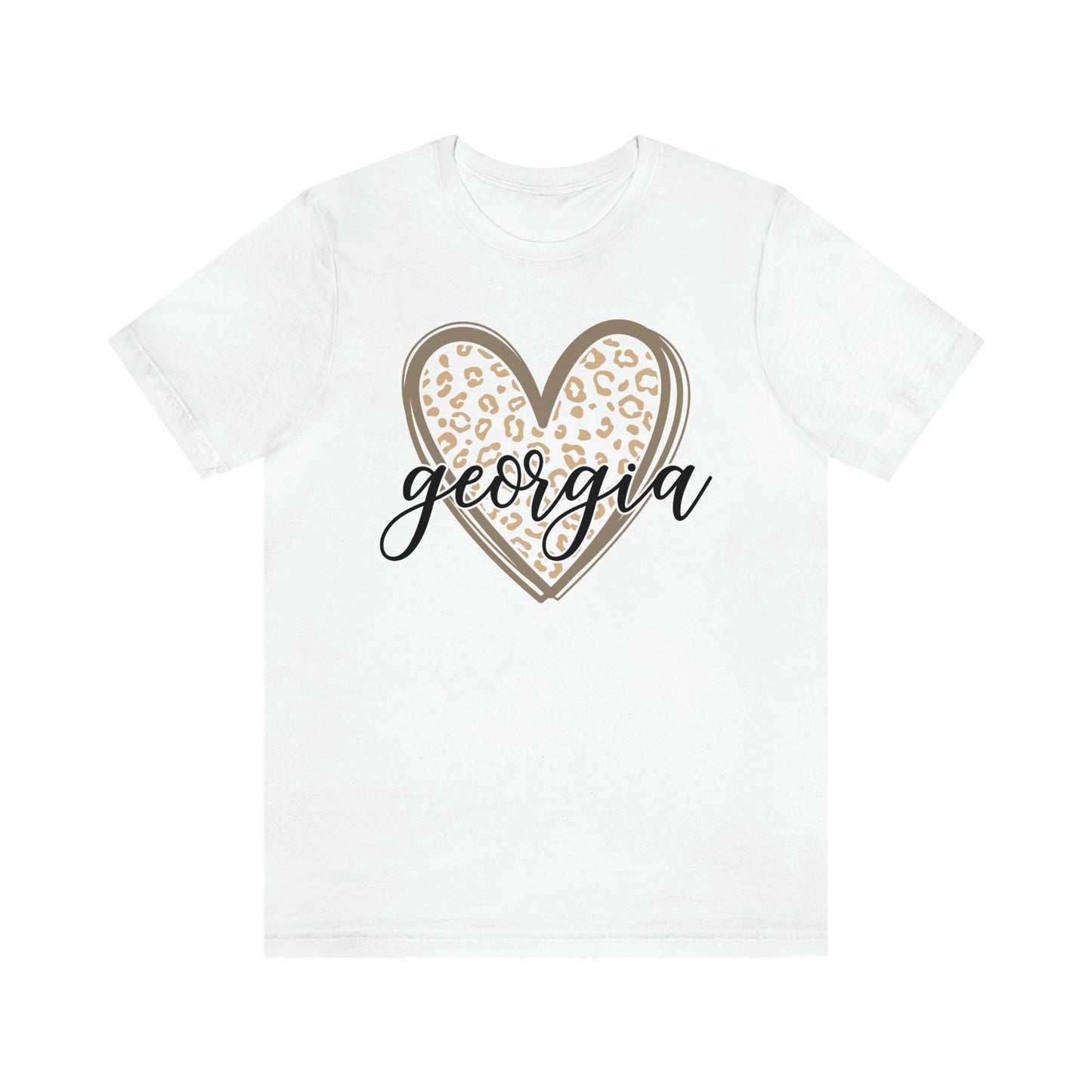 Georgia Gold Leopard Heart Black Script Short Sleeve T-shirt