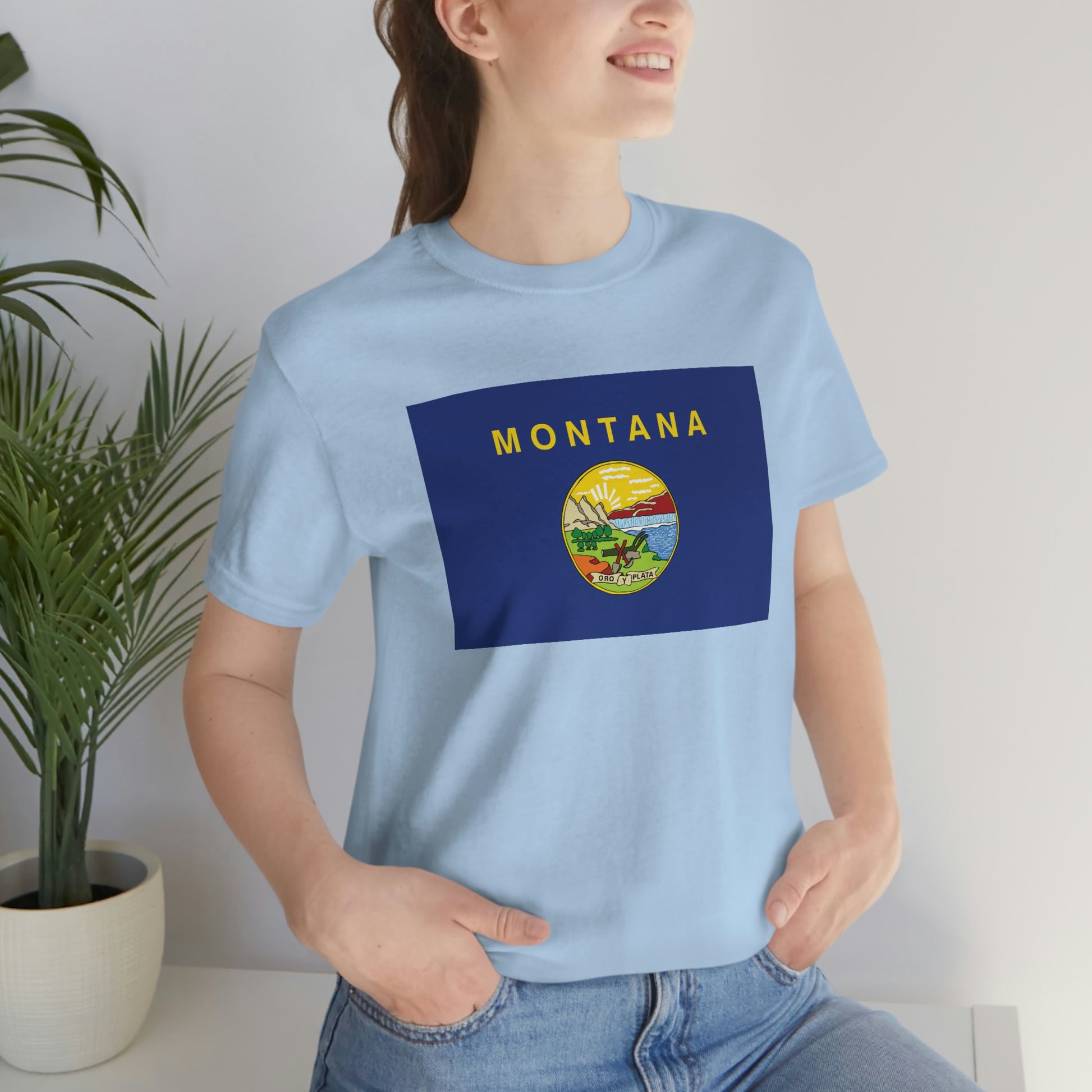 Montana Flag Unisex Jersey Short Sleeve Tee Tshirt T-shirt